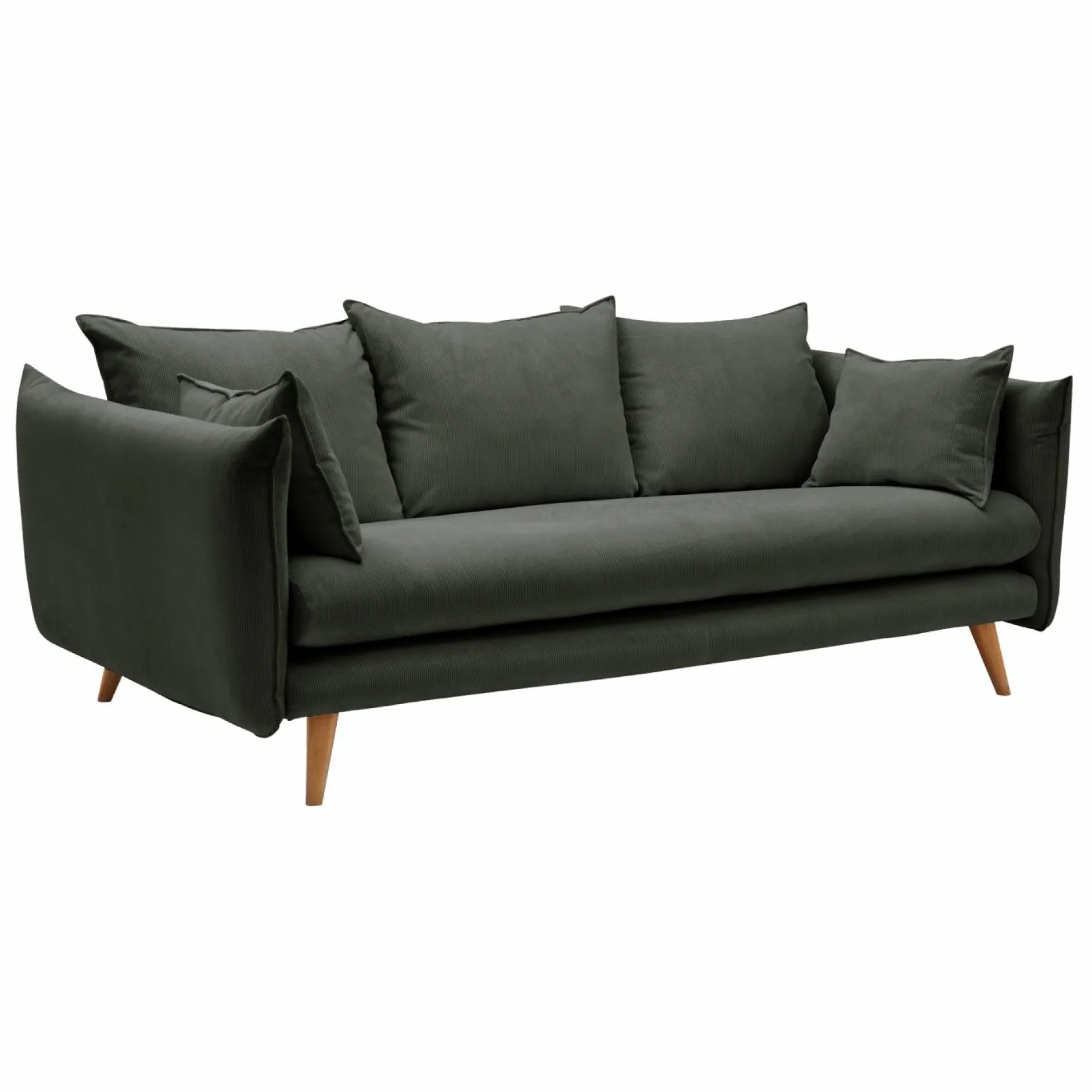 Canapés Fixes|Canapés Droits>Camif Canapé velours côtelé Orion - - 4 places Vert Cèdre