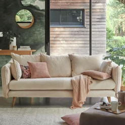 Canapés Droits|Canapés Fixes>Camif Canapé velours côtelé Orion - - 3 places Beige