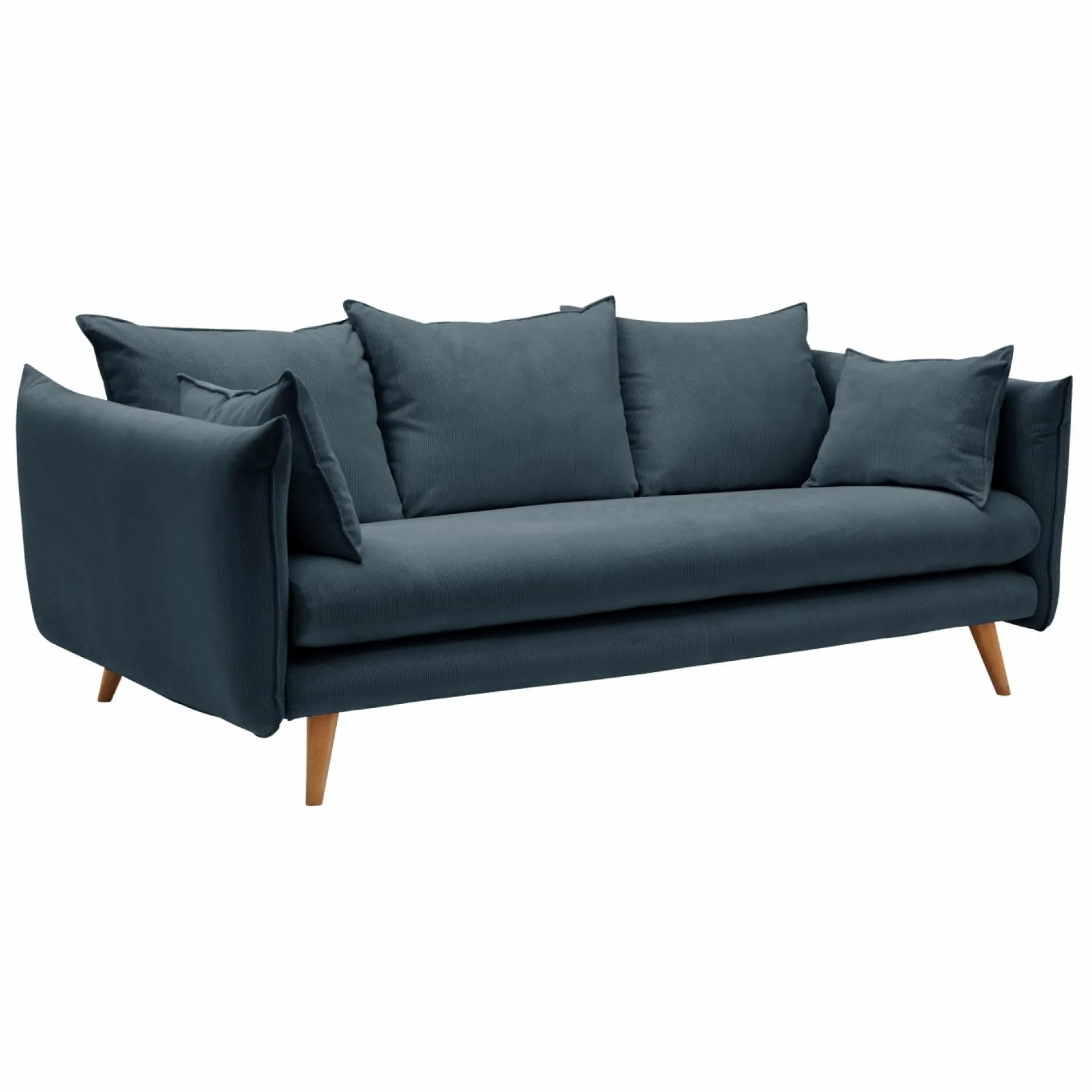 Canapés Droits|Canapés Fixes>Camif Canapé velours côtelé Orion - - 4 places Bleu Prusse