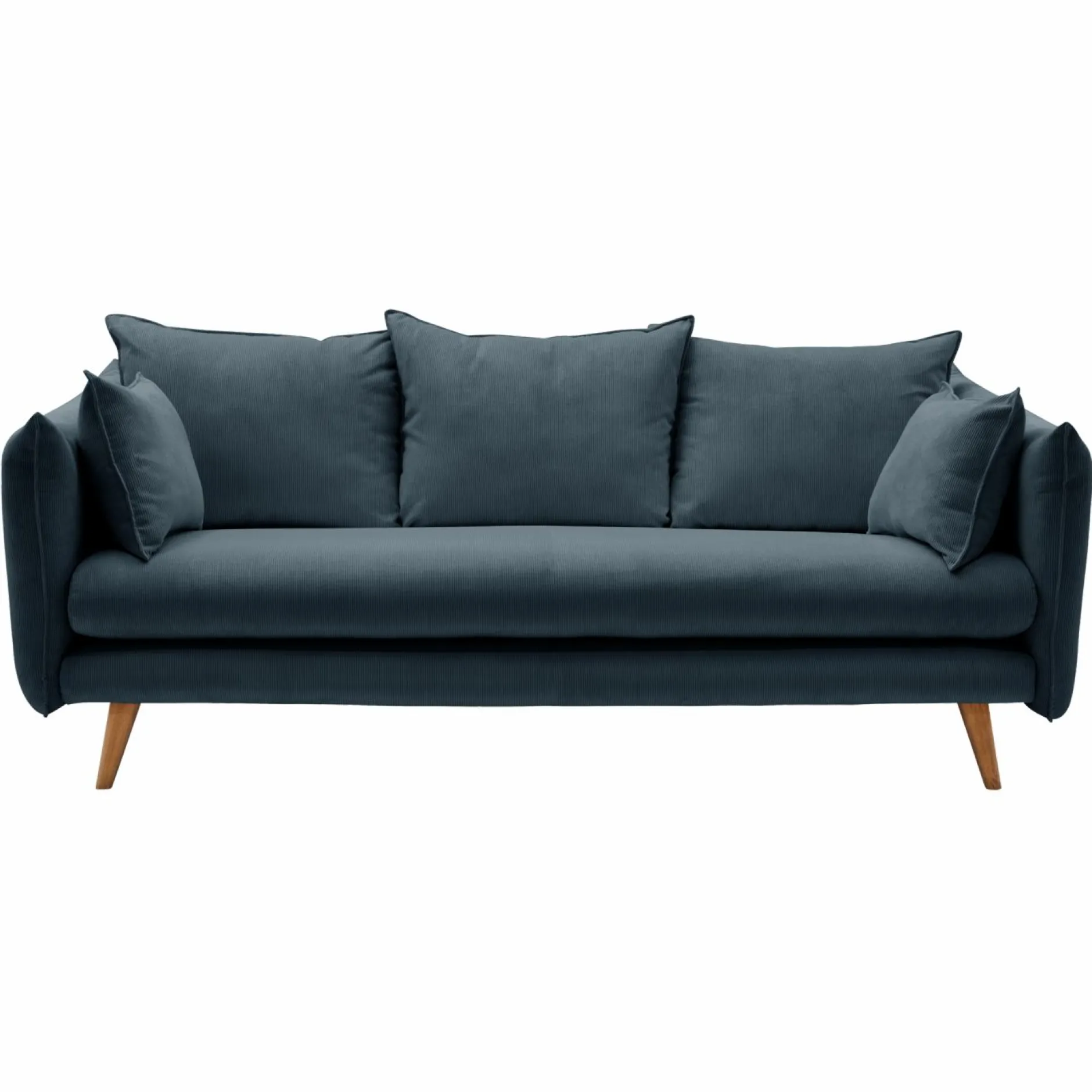 Canapés Droits|Canapés Fixes>Camif Canapé velours côtelé Orion - - 4 places Bleu Prusse