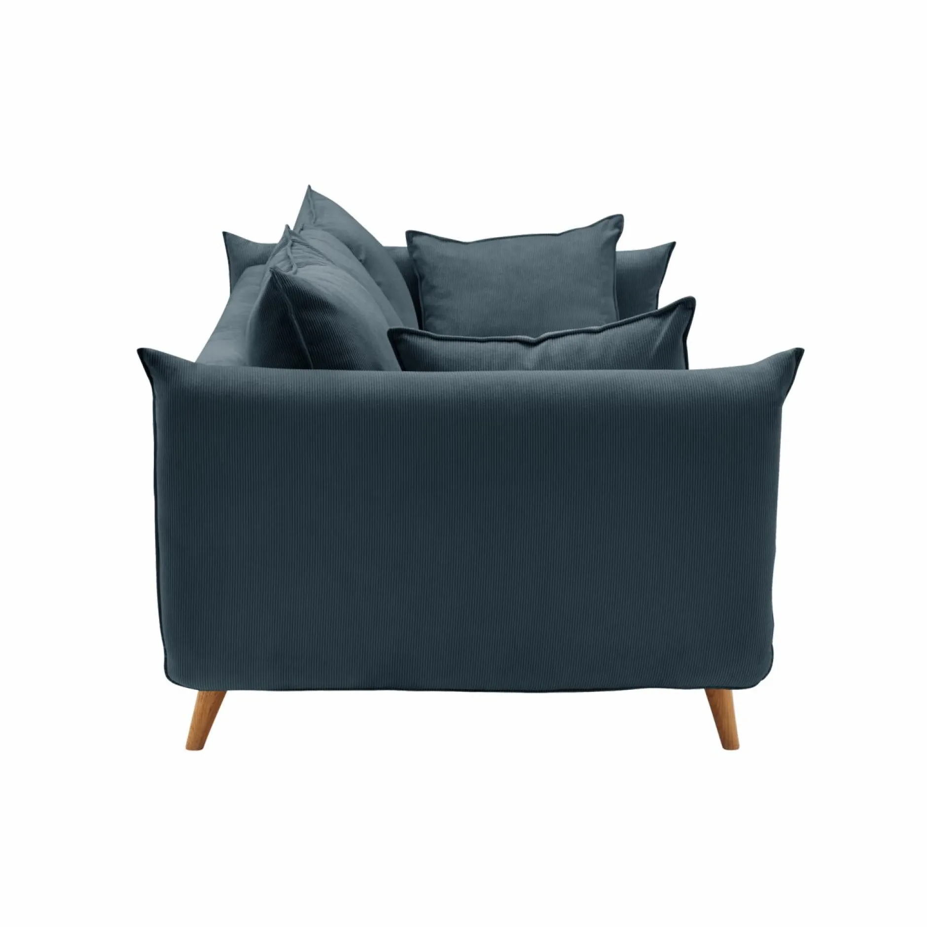 Canapés Droits|Canapés Fixes>Camif Canapé velours côtelé Orion - - 4 places Bleu Prusse