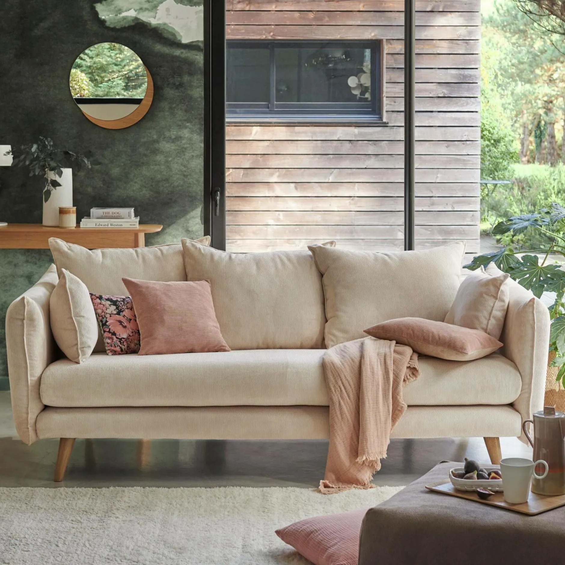 Canapés Droits|Canapés Fixes>Camif Canapé velours côtelé Orion - - 4 places Beige