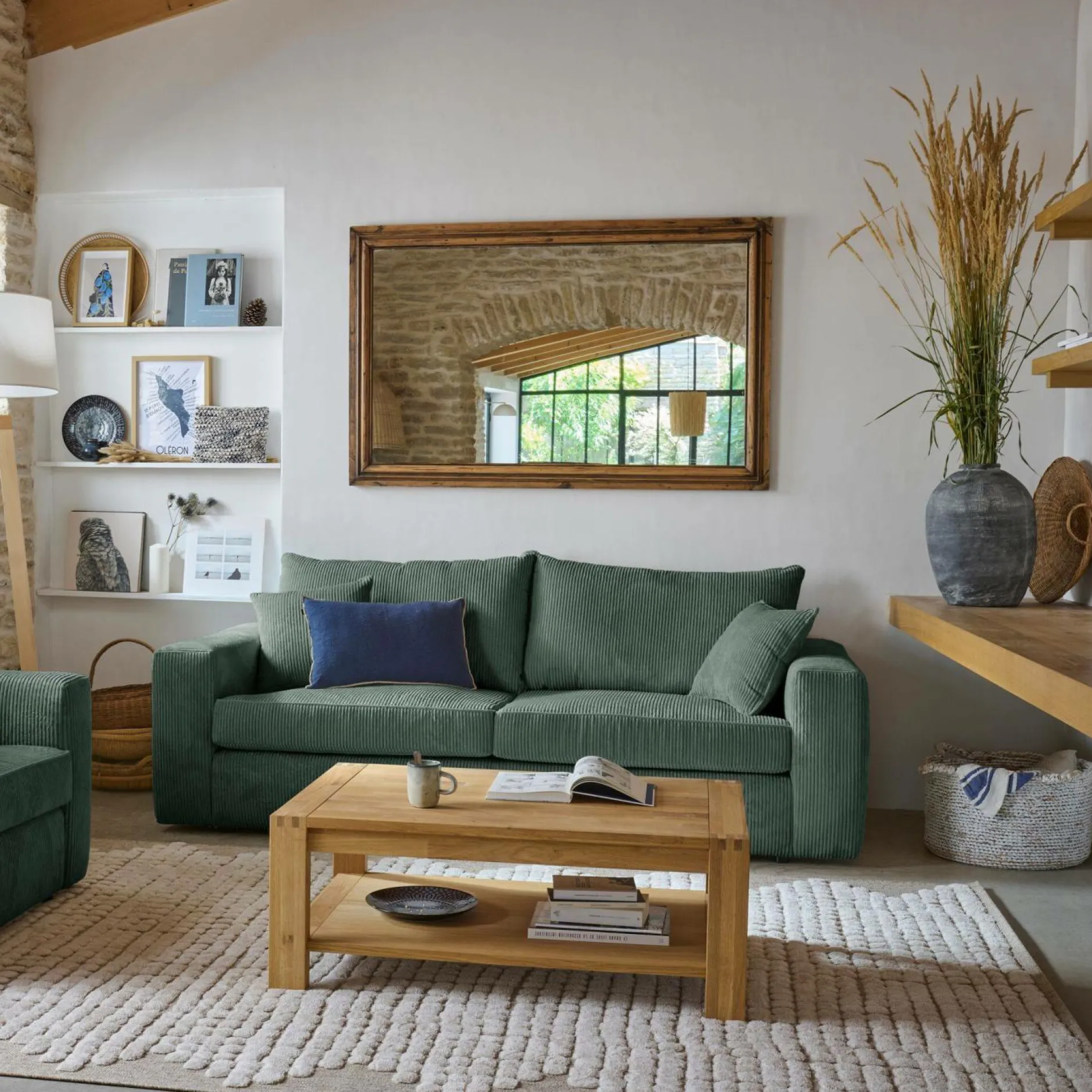 Canapés Fixes|Canapés Droits>Camif Canapé velours côtelé Otto - - 2 places Vert