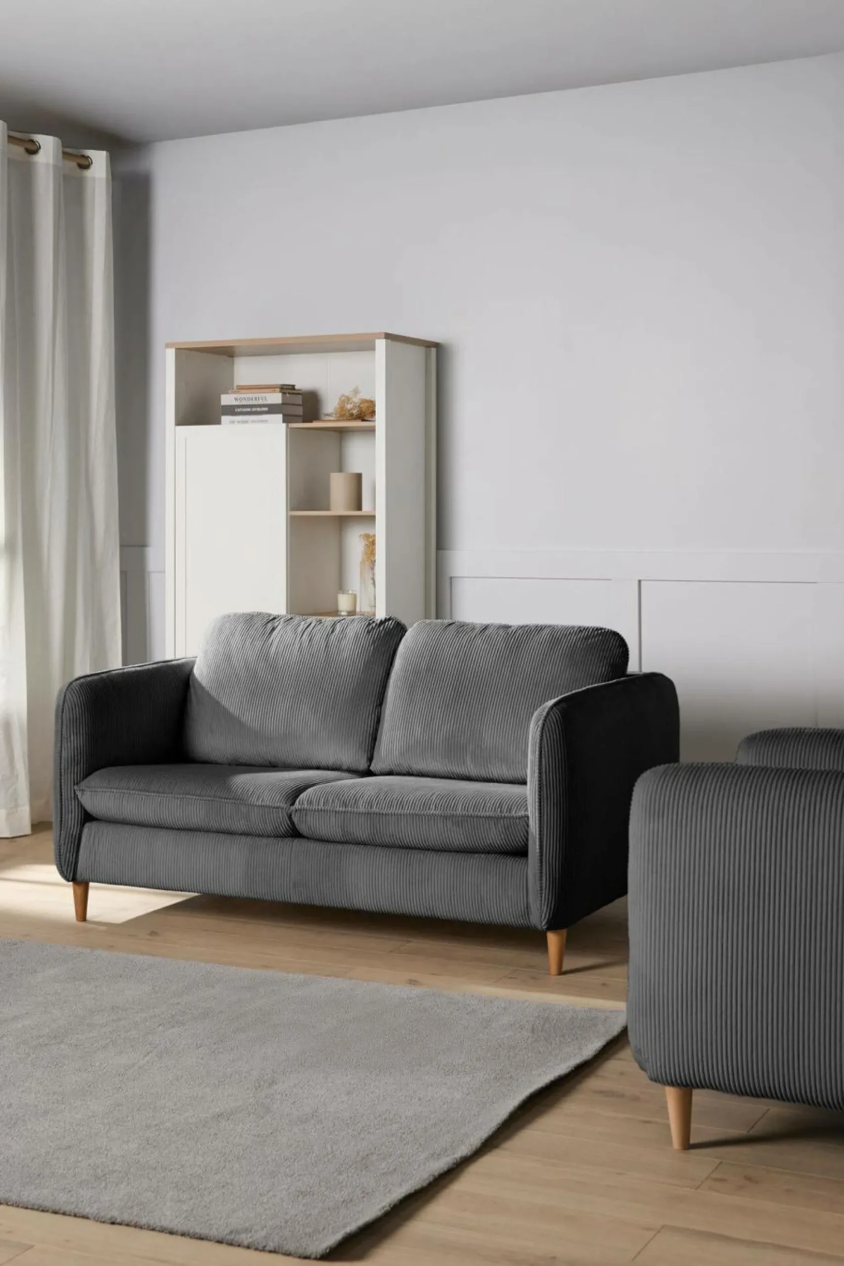 Canapés Fixes>Camif Canapé velours côtelé Portimo - - 2 places Gris