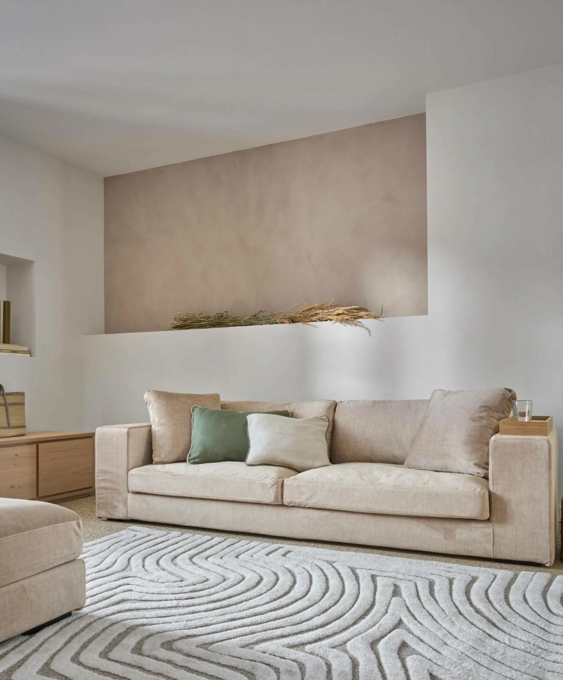 Canapés Fixes|Canapés Droits>Camif Canapé velours Maé - - 5 places Beige