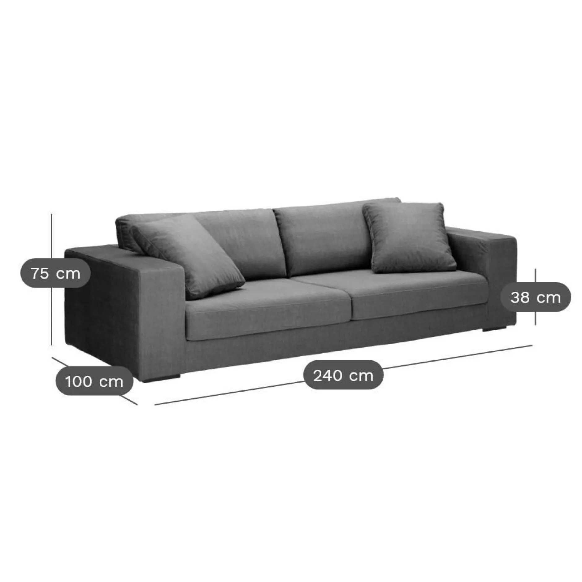 Canapés Fixes|Canapés Droits>Camif Canapé velours Maé - - 5 places Beige