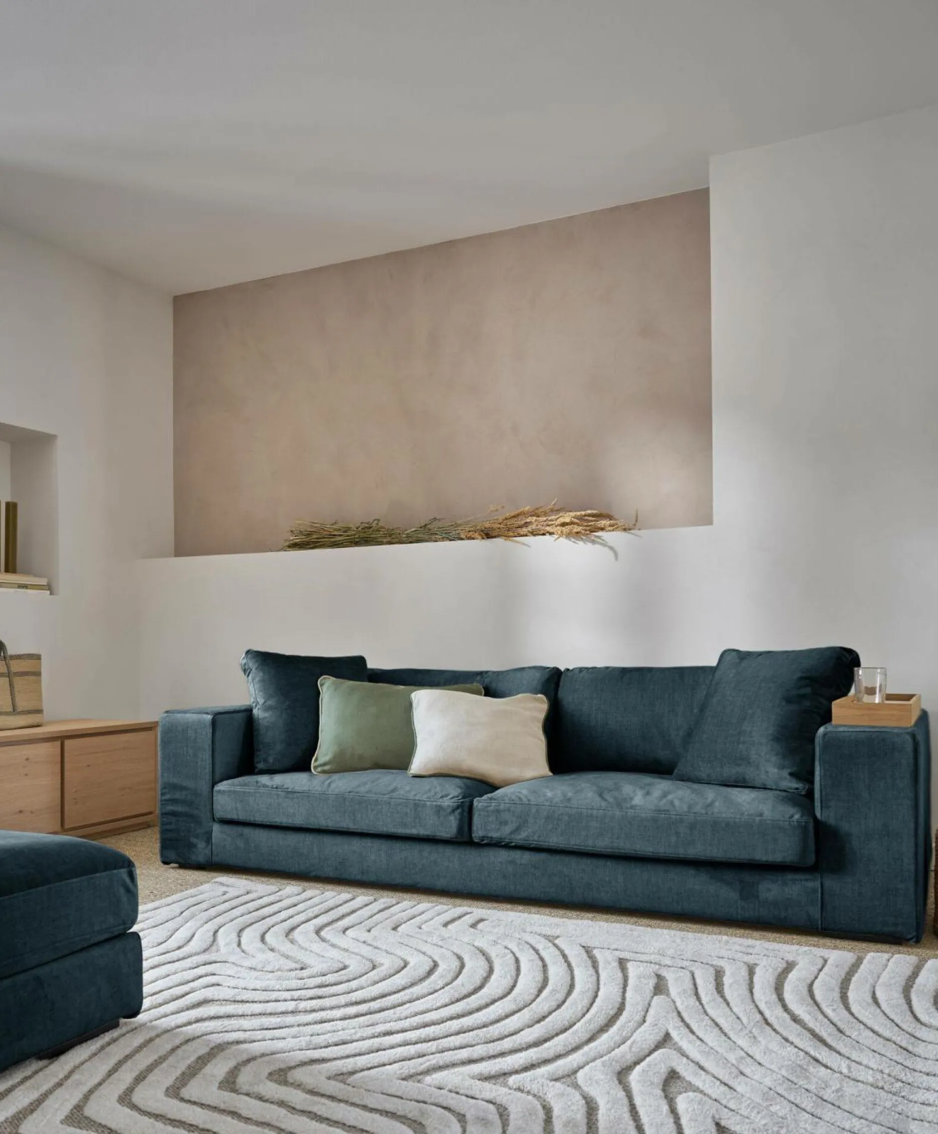 Canapés Droits|Canapés Fixes>Camif Canapé velours Maé - - 5 places Bleu Océan