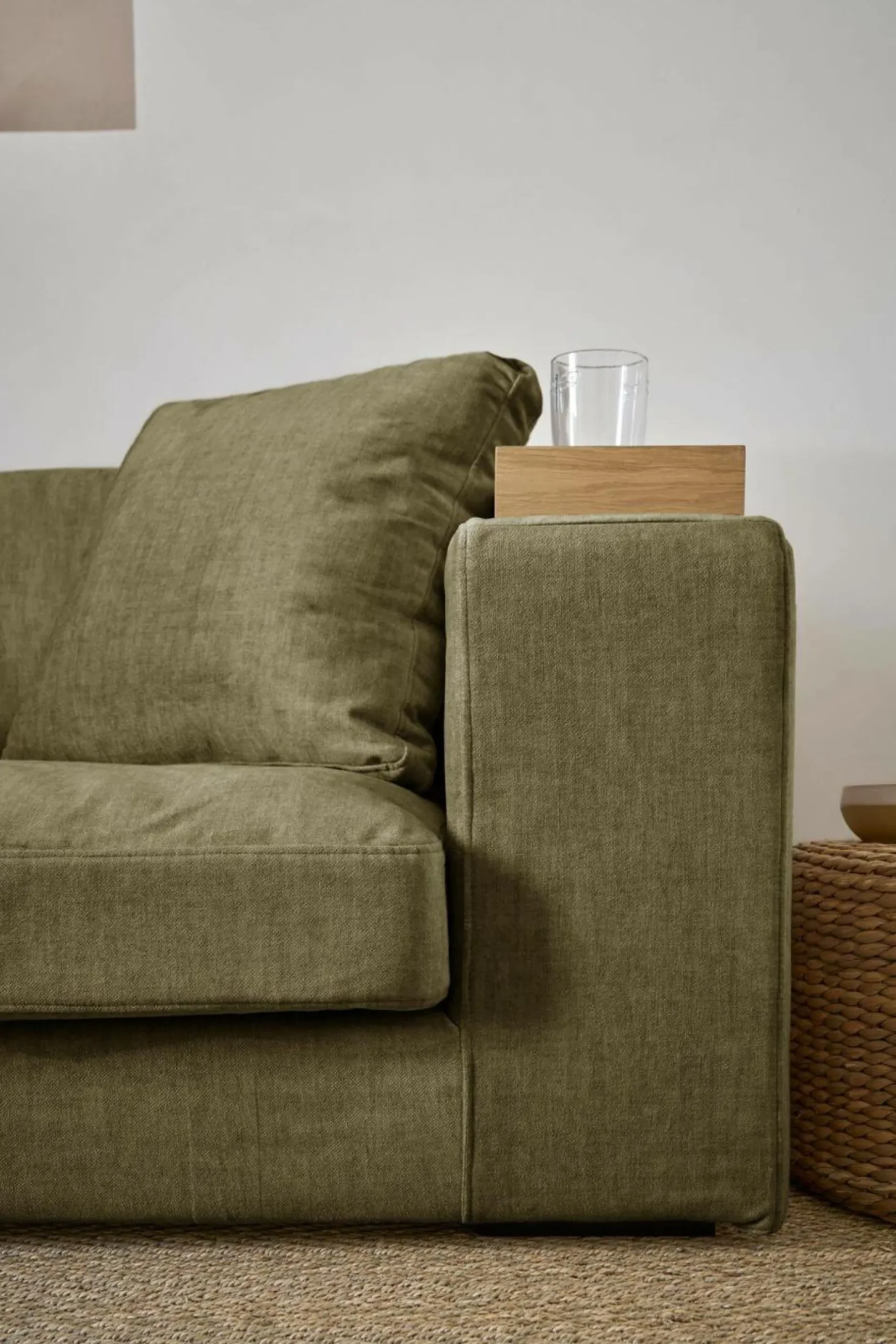 Canapés Droits|Canapés Fixes>Camif Canapé velours Maé - - 5 places Olive