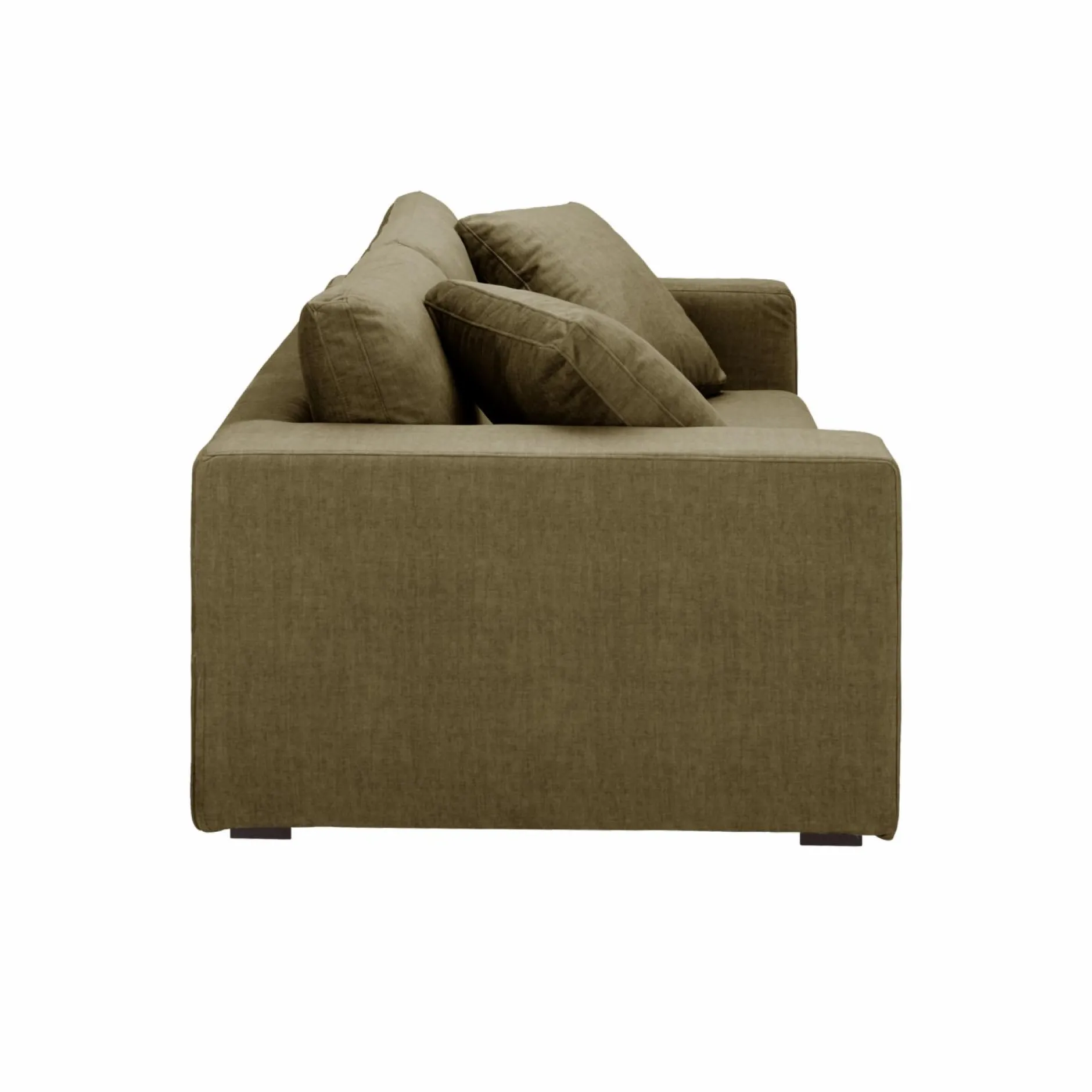 Canapés Droits|Canapés Fixes>Camif Canapé velours Maé - - 4 places Olive
