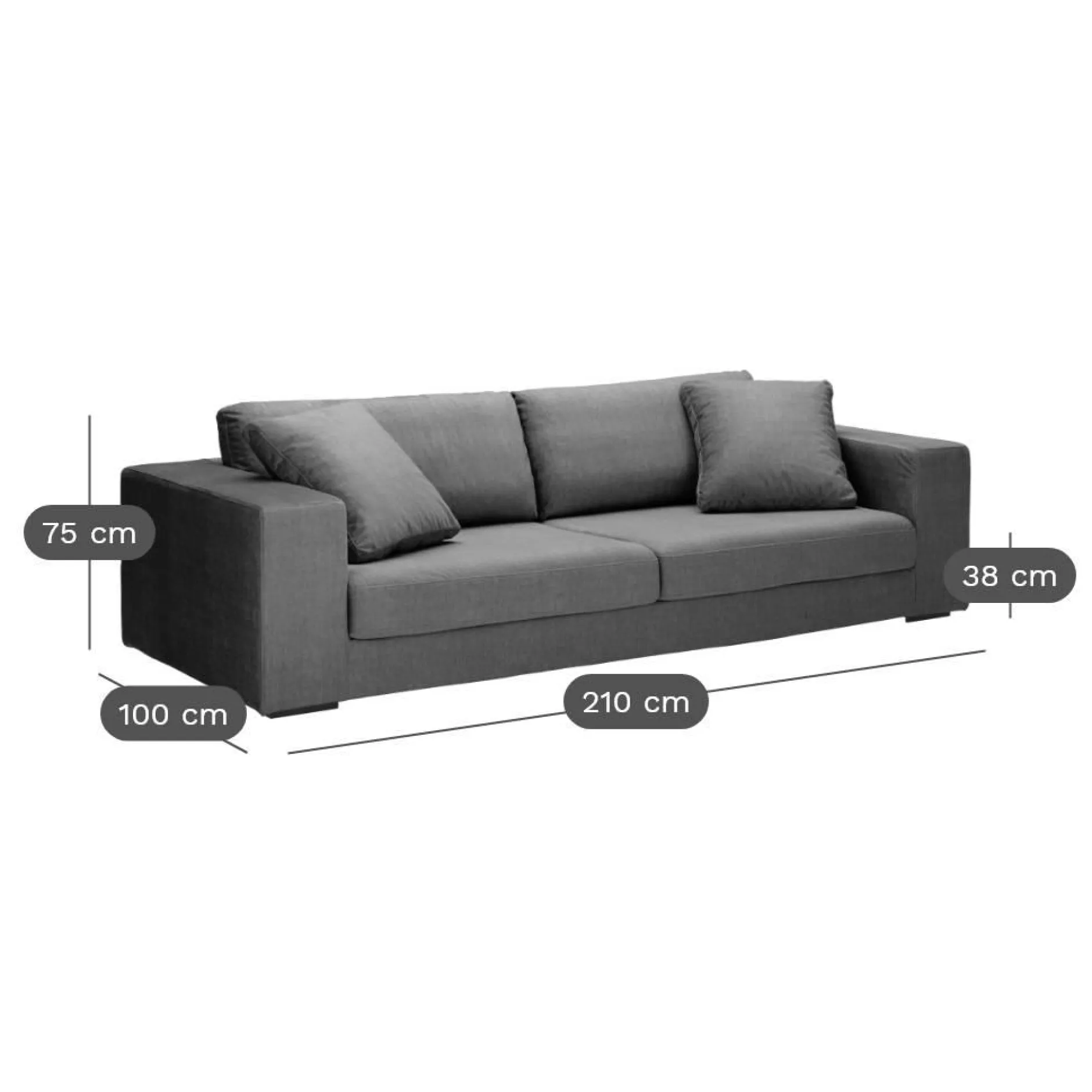 Canapés Droits|Canapés Fixes>Camif Canapé velours Maé - - 4 places Olive