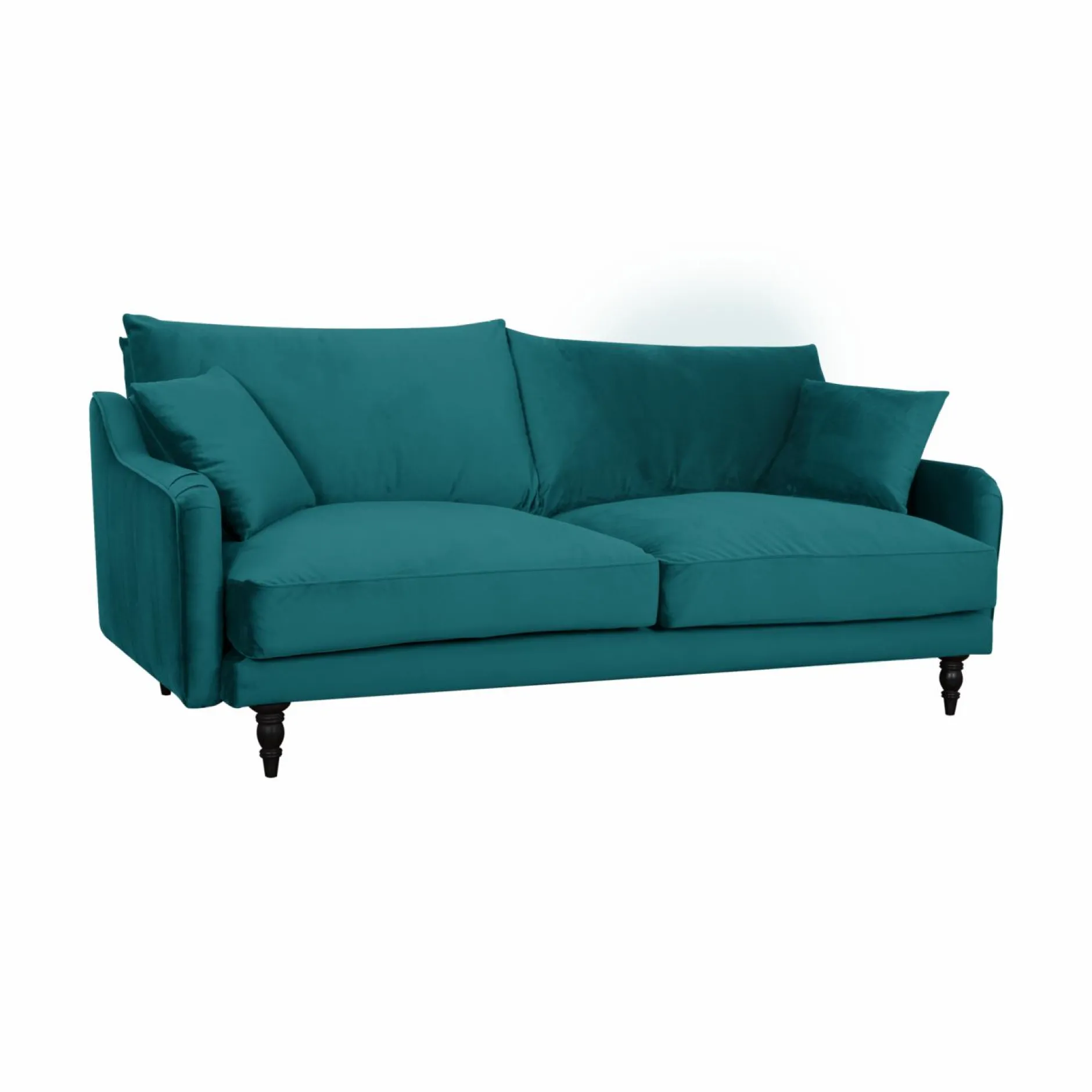 Canapés Droits|Canapés Fixes>Camif Canapé velours Olie - - 4 places Bleu paon