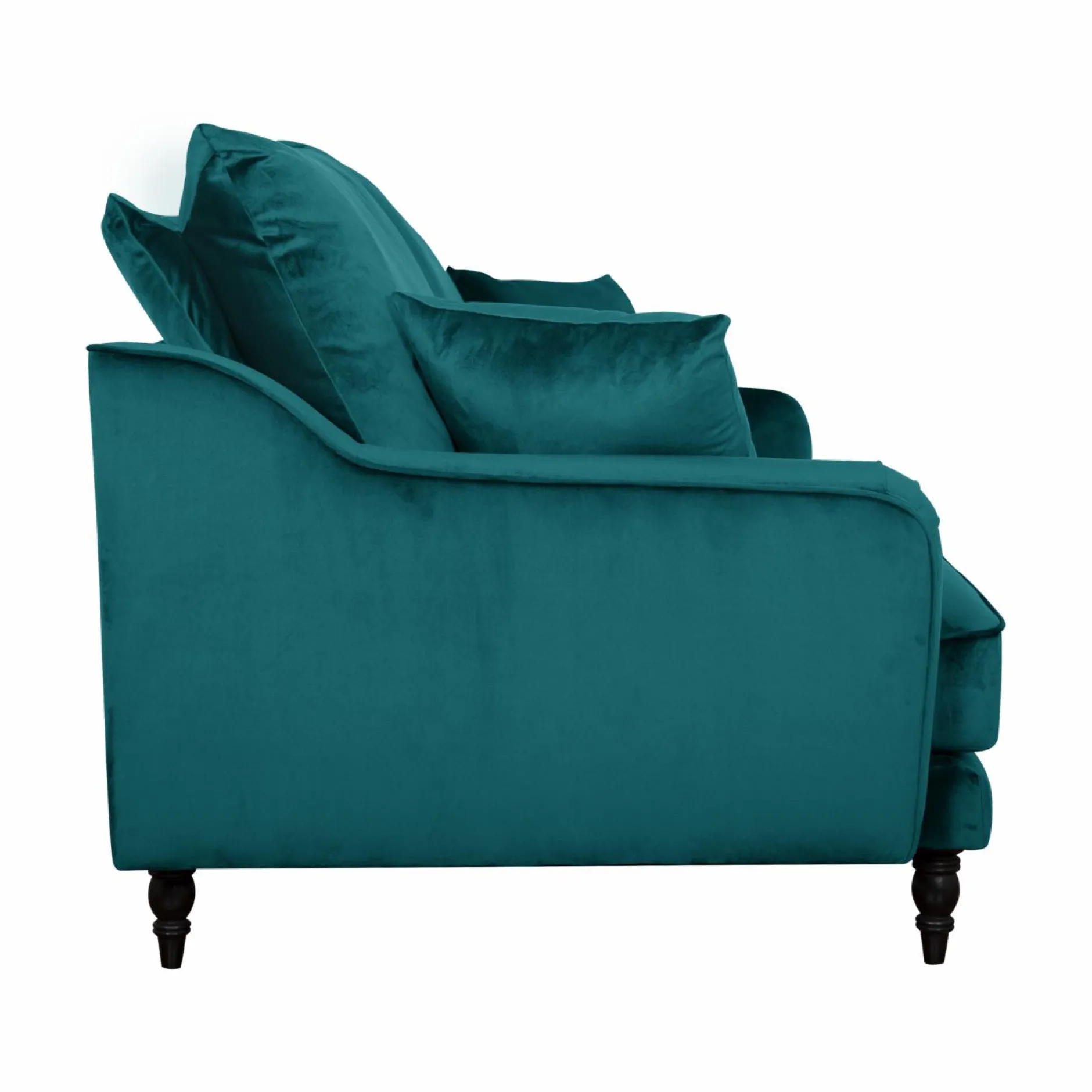 Canapés Droits|Canapés Fixes>Camif Canapé velours Olie - - 4 places Bleu paon