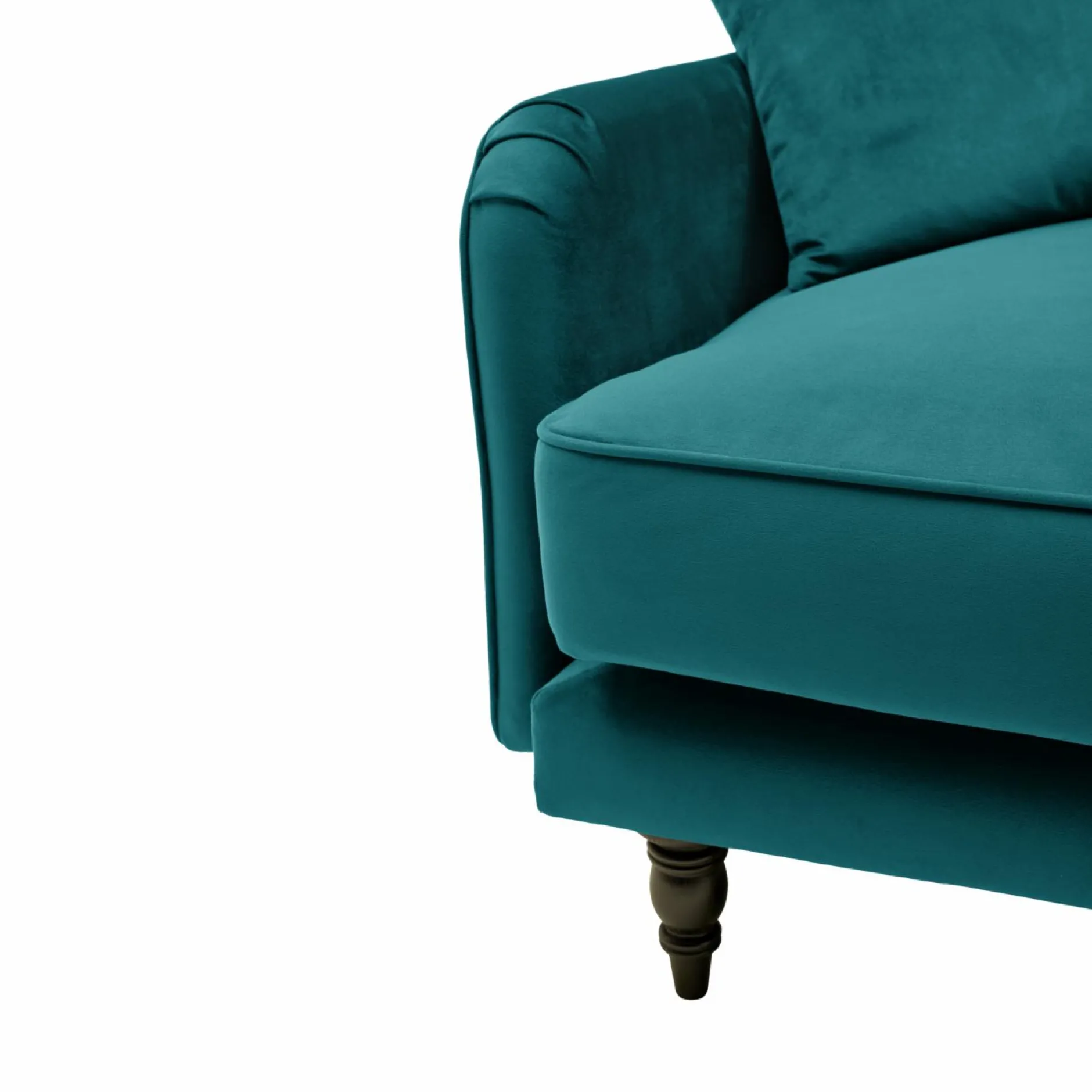 Canapés Droits|Canapés Fixes>Camif Canapé velours Olie - - 4 places Bleu paon