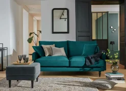 Canapés Droits|Canapés Fixes>Camif Canapé velours Olie - - 2 places Bleu paon