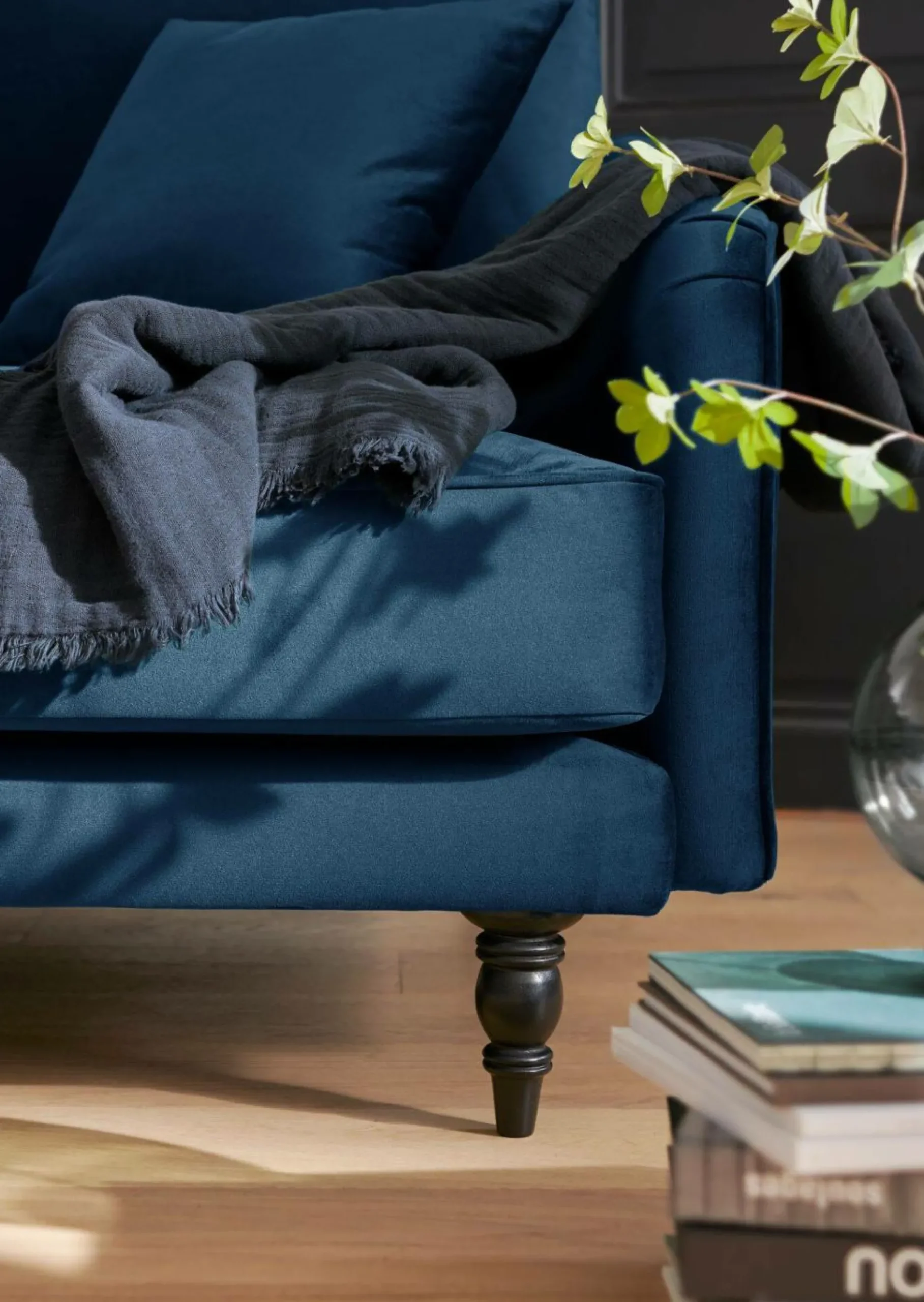 Canapés Droits|Canapés Fixes>Camif Canapé velours Olie - - 4 places Bleu