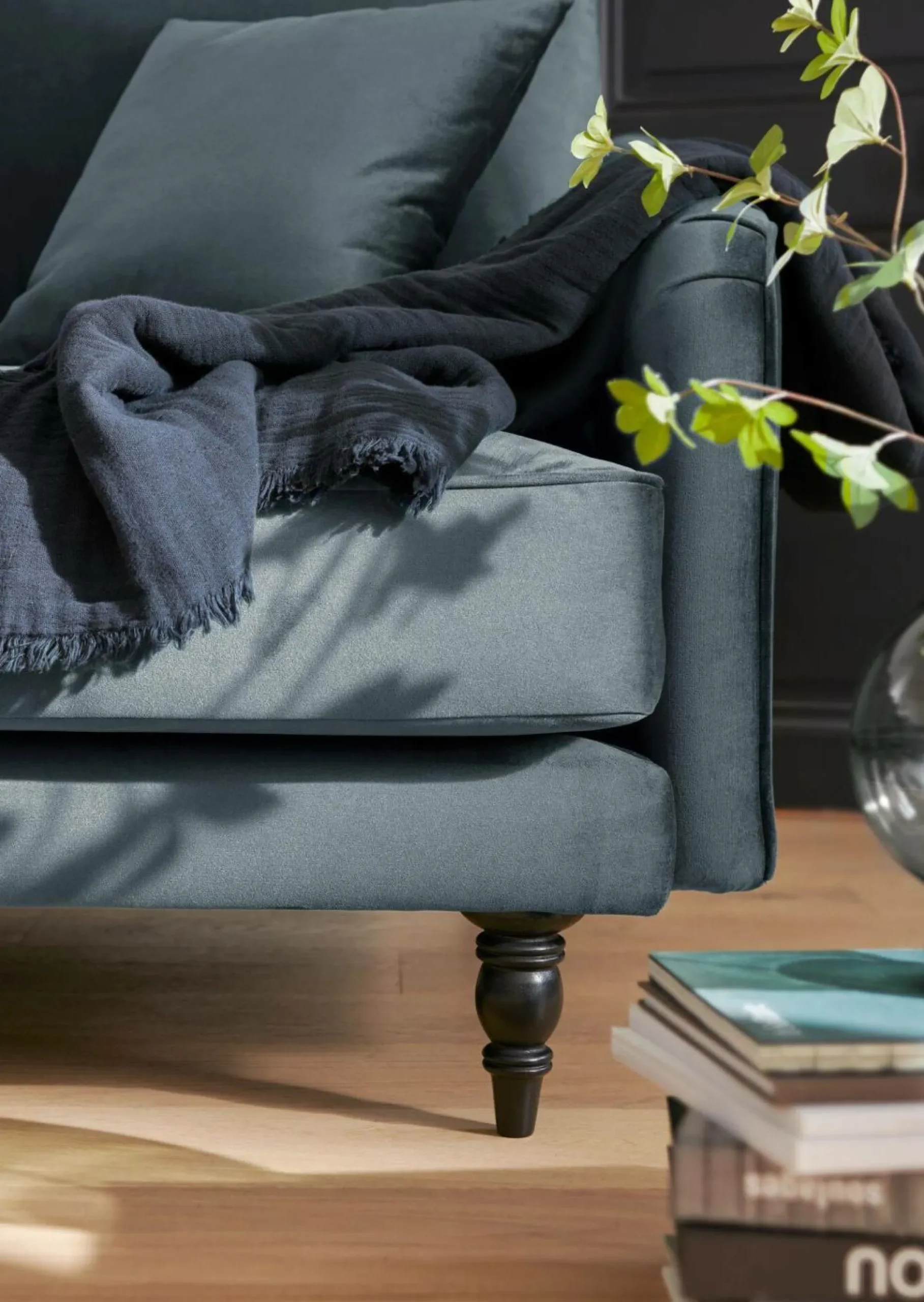 Canapés Droits|Canapés Fixes>Camif Canapé velours Olie - - 2 places Bleu gris