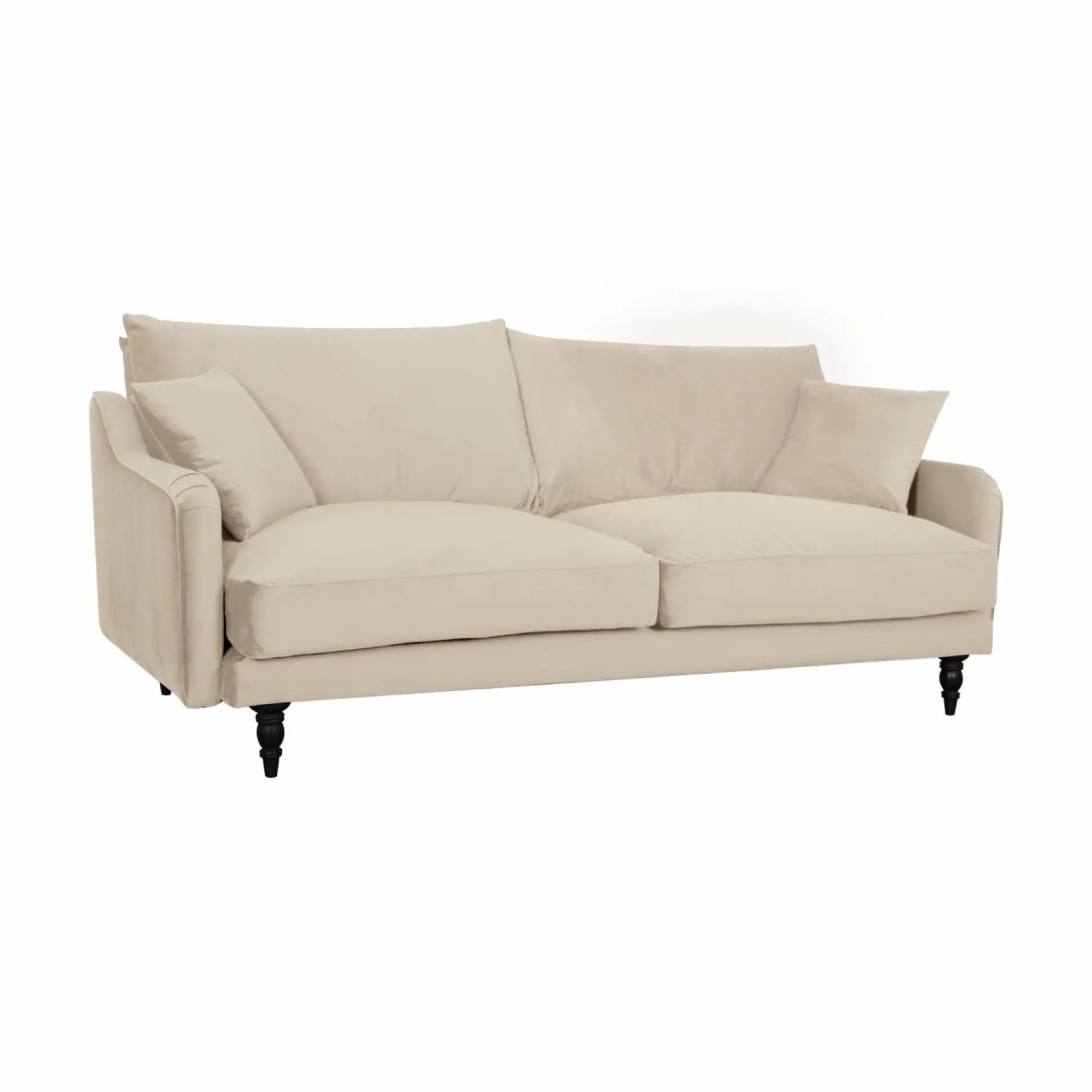 Canapés Droits|Canapés Fixes>Camif Canapé velours Olie - - 4 places Ecru