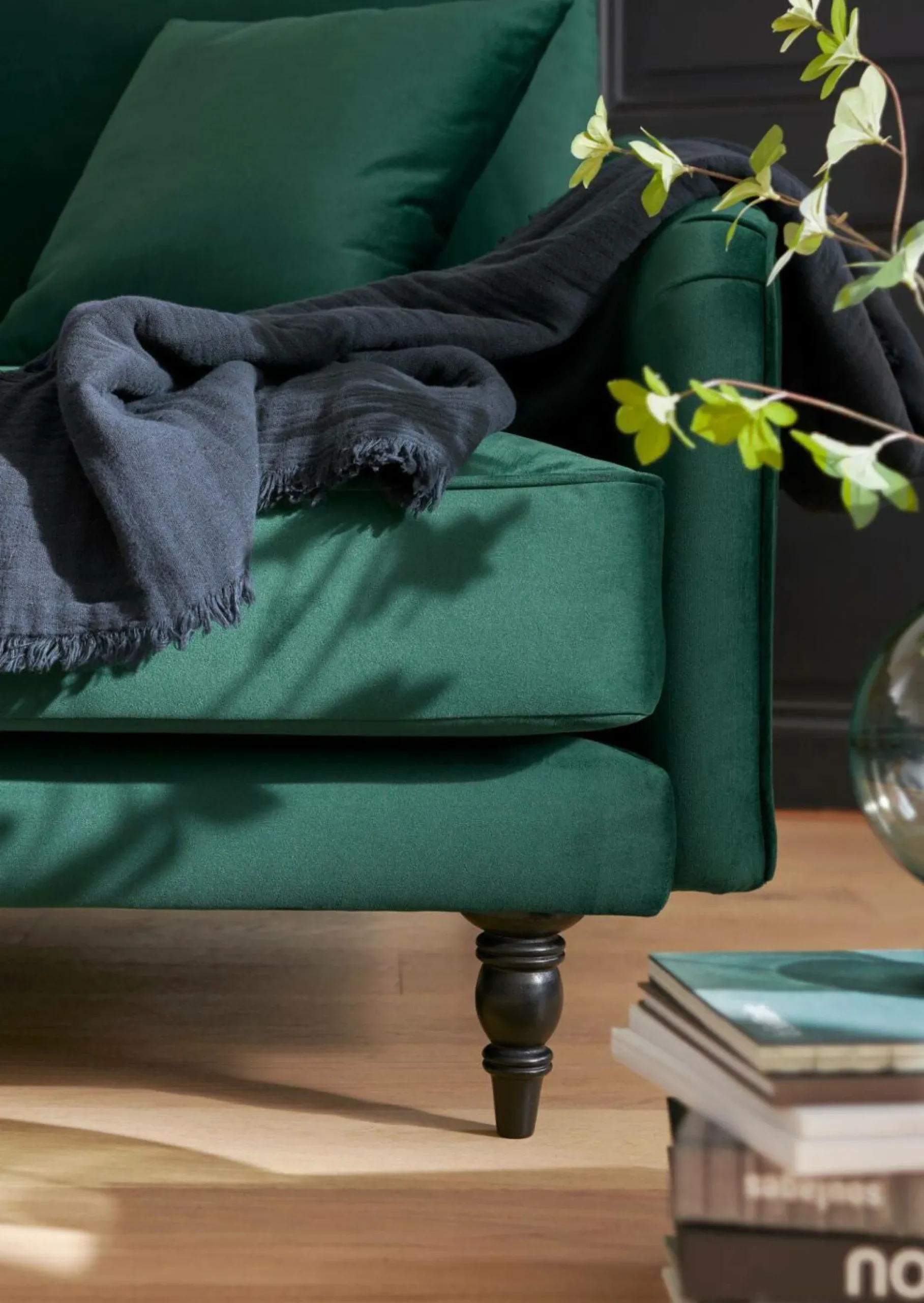 Canapés Droits|Canapés Fixes>Camif Canapé velours Olie - - 4 places Vert Forêt