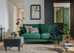 Canapés Fixes|Canapés Droits>Camif Canapé velours Olie - - 3 places Vert Forêt