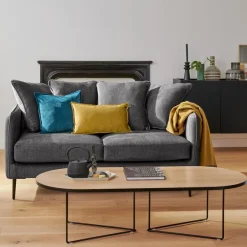 Canapés Fixes>Camif Canapé velours Olympe - - 3 places Anthracite