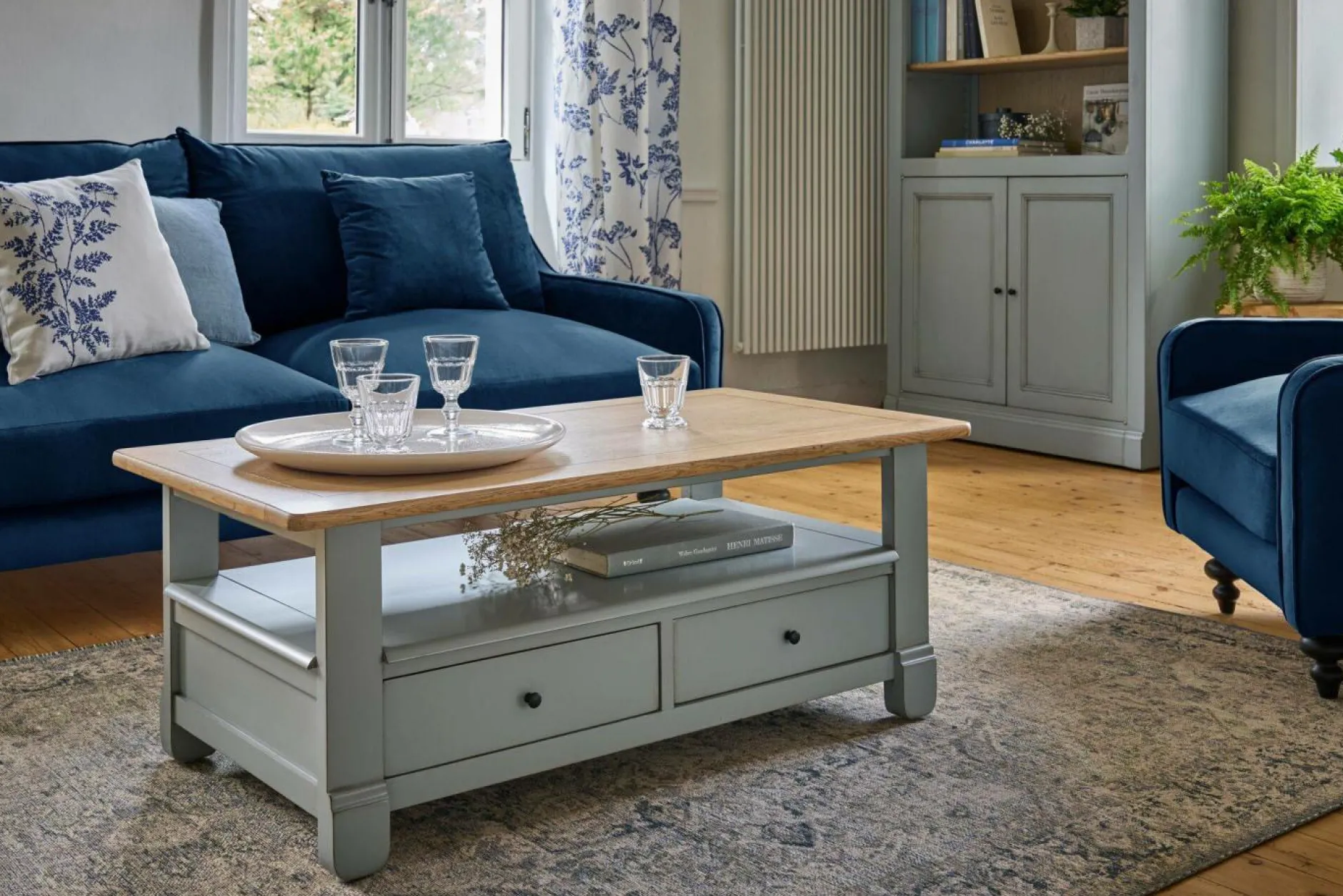 Canapés Fixes>Camif Canapé velours Orso - - 4 places Bleu