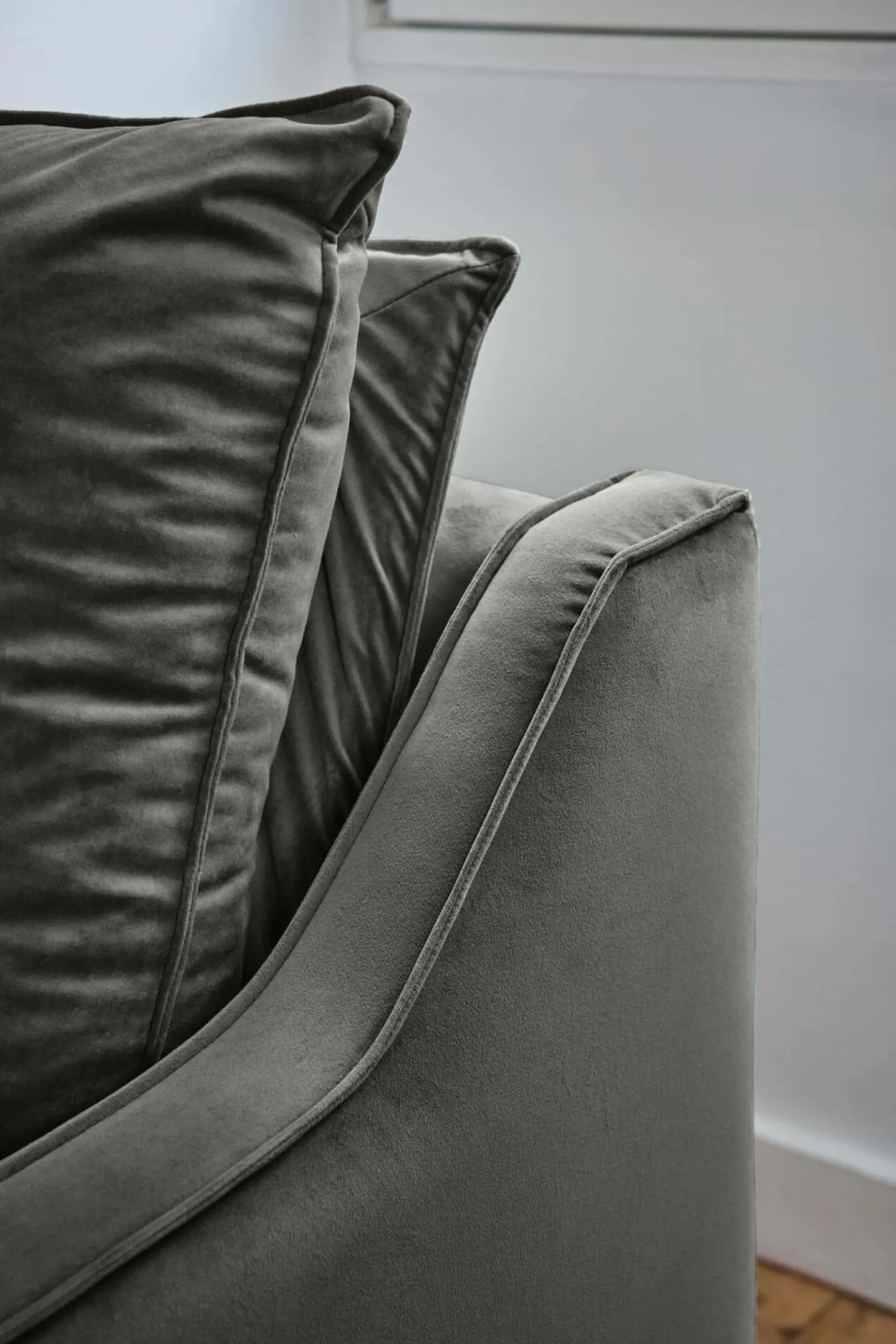 Canapés Fixes>Camif Canapé velours Orso - - 3 places Gris Clair