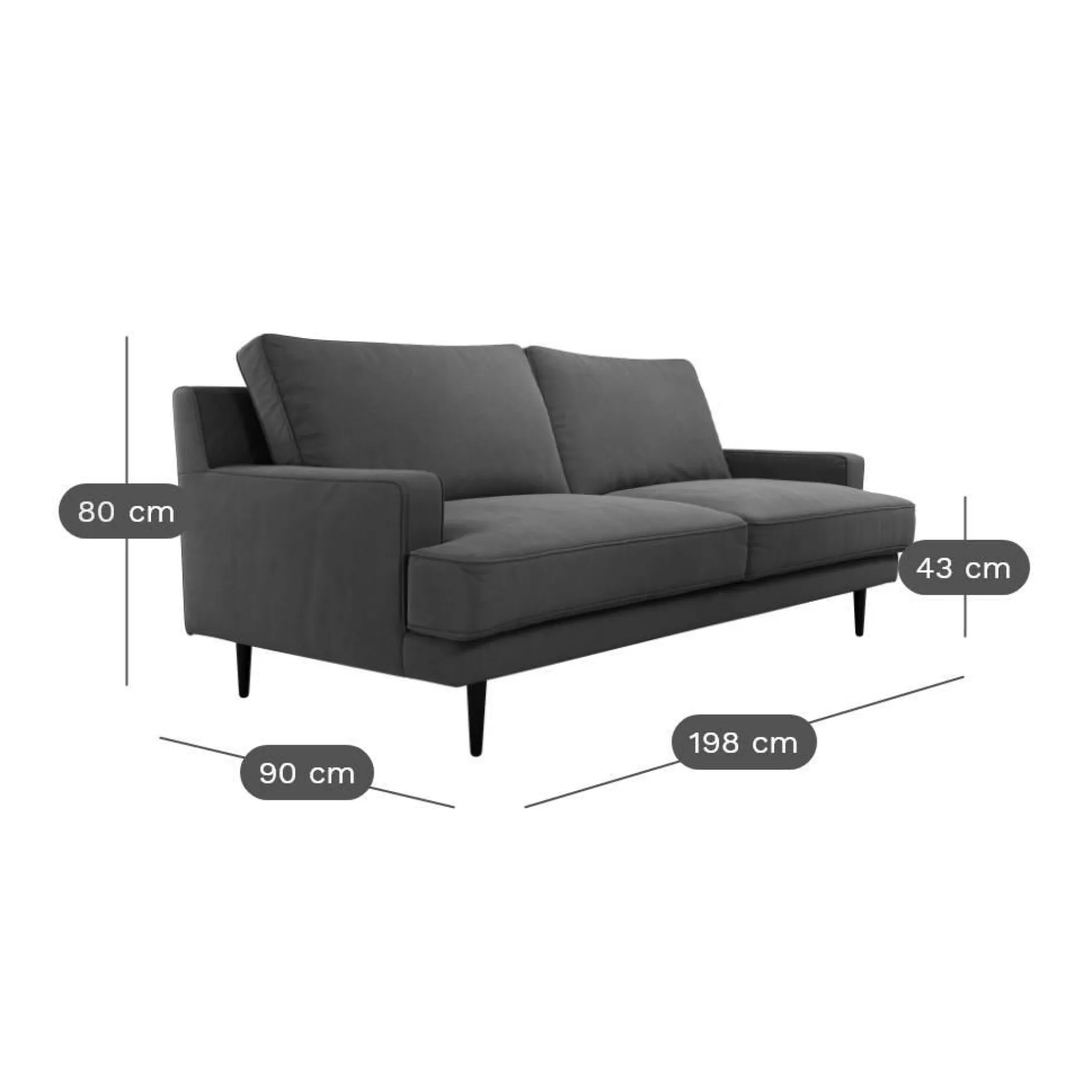 Canapés Fixes>Camif Canapé velours Oscar - - 3 places Gris Clair