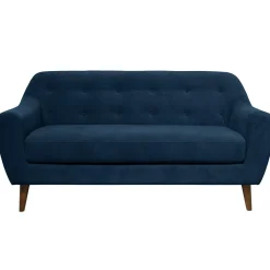 Canapés Fixes|Canapés Droits>Camif Canapé velours Paimpol - - 3 places Bleu Nuit