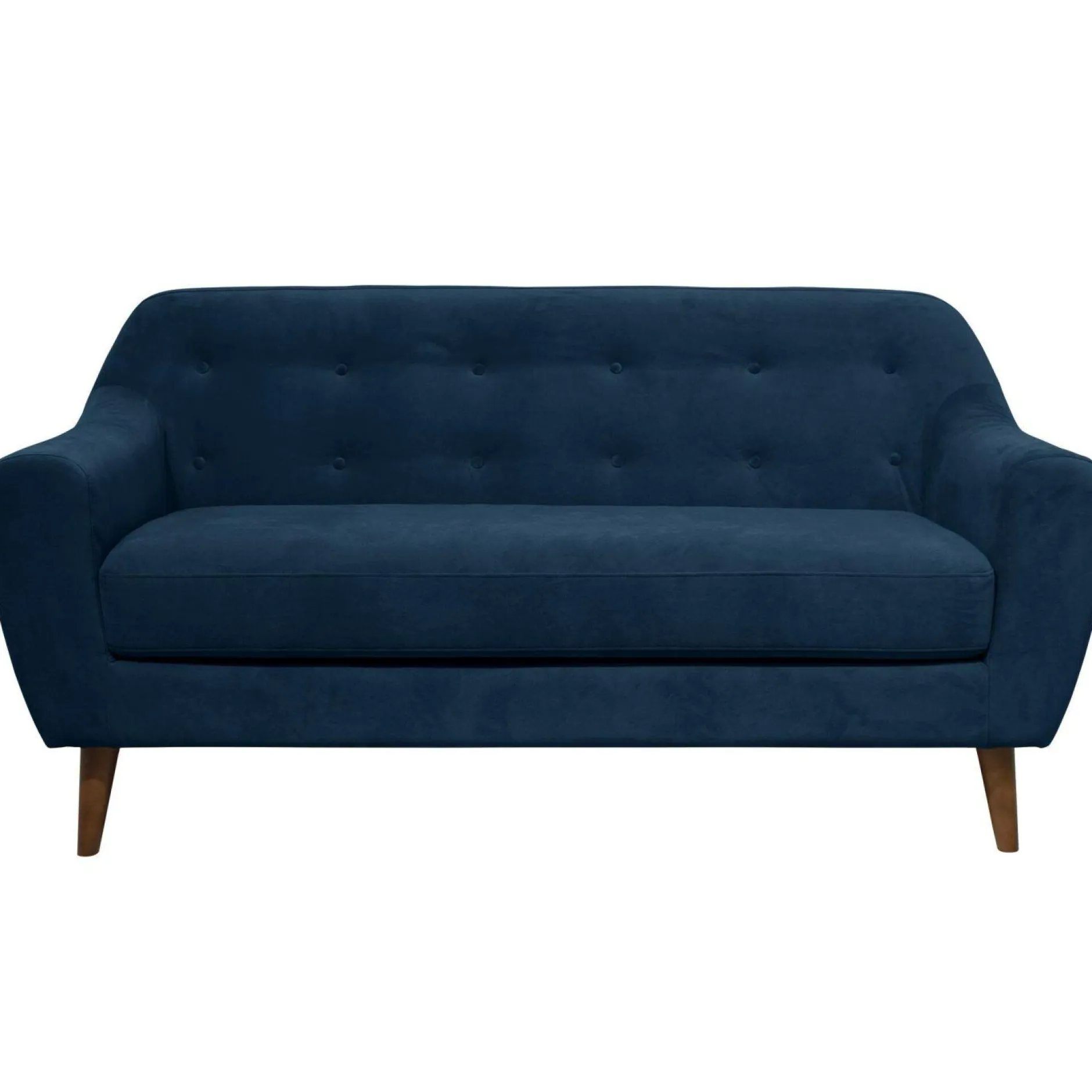 Canapés Fixes|Canapés Droits>Camif Canapé velours Paimpol - - 3 places Bleu Nuit