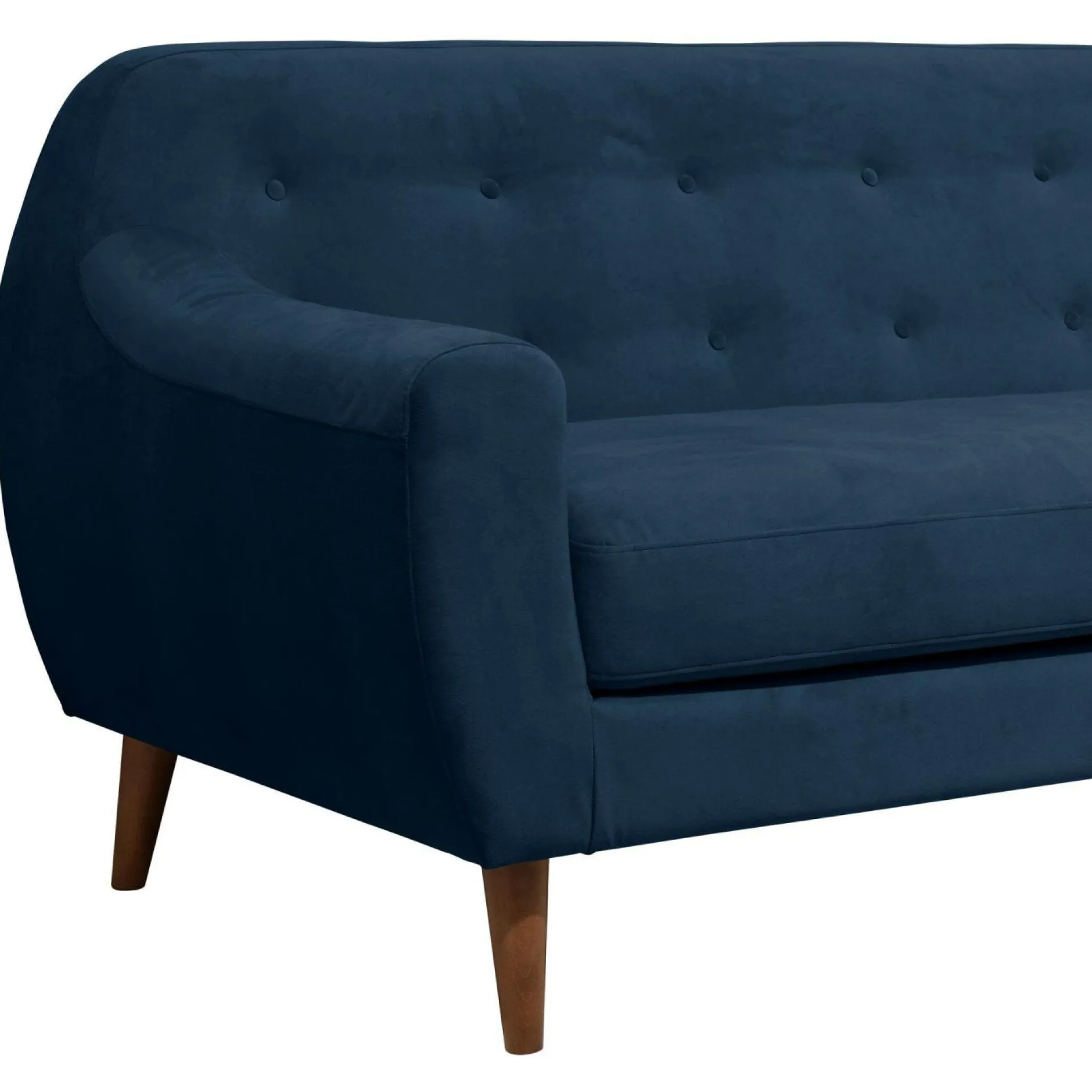 Canapés Fixes|Canapés Droits>Camif Canapé velours Paimpol - - 3 places Bleu Nuit