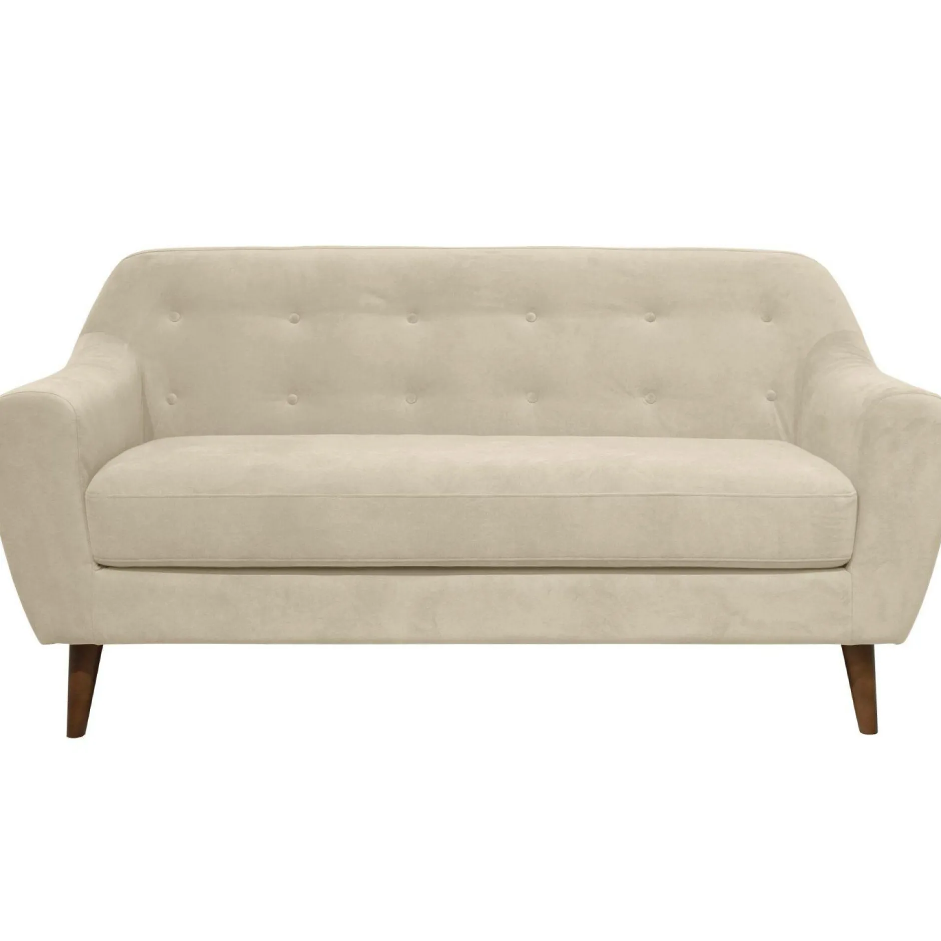 Canapés Droits|Canapés Fixes>Camif Canapé velours Paimpol - - 2 places Crème