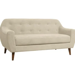 Canapés Droits|Canapés Fixes>Camif Canapé velours Paimpol - - 3 places Crème