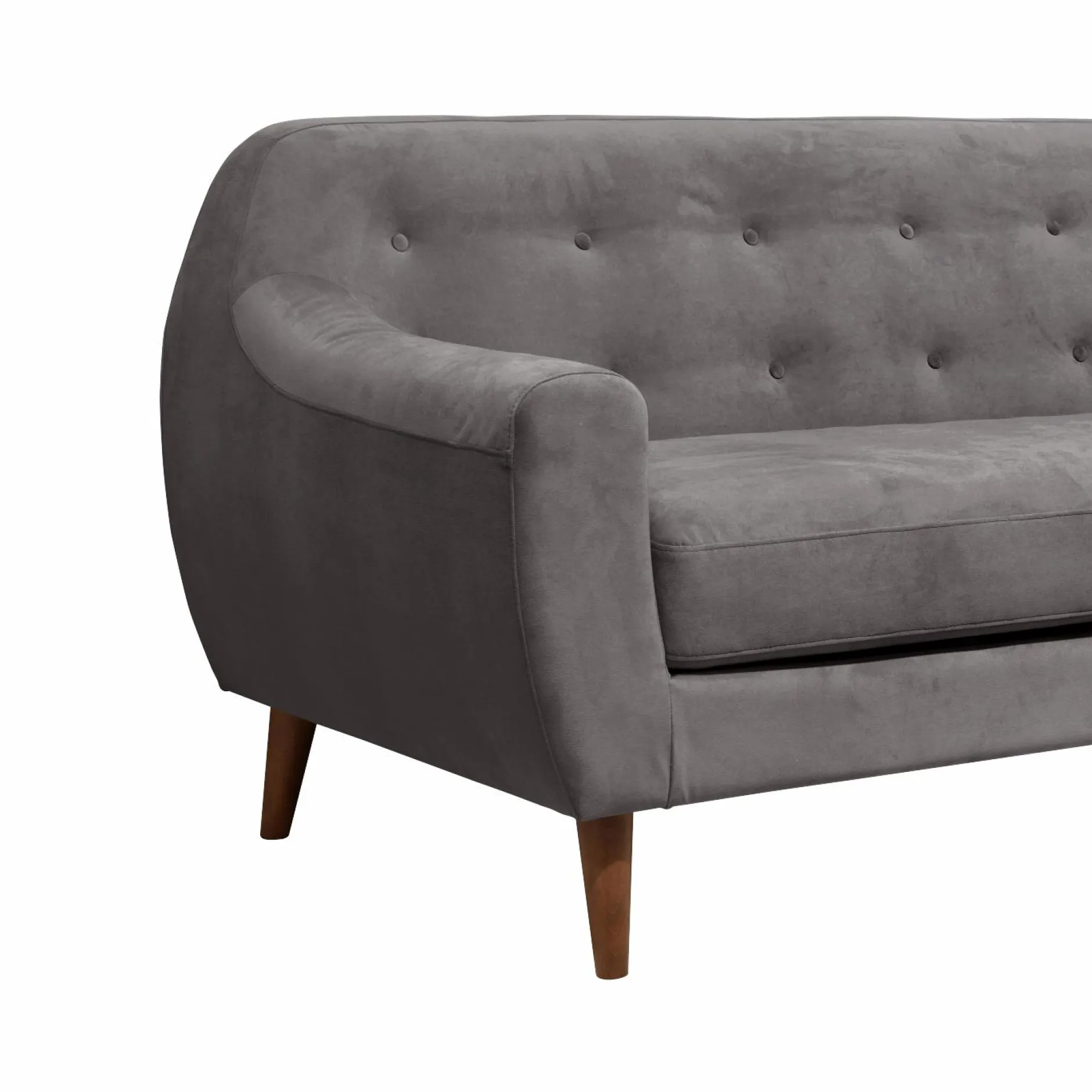 Canapés Droits|Canapés Fixes>Camif Canapé velours Paimpol - - 2 places Gris Clair