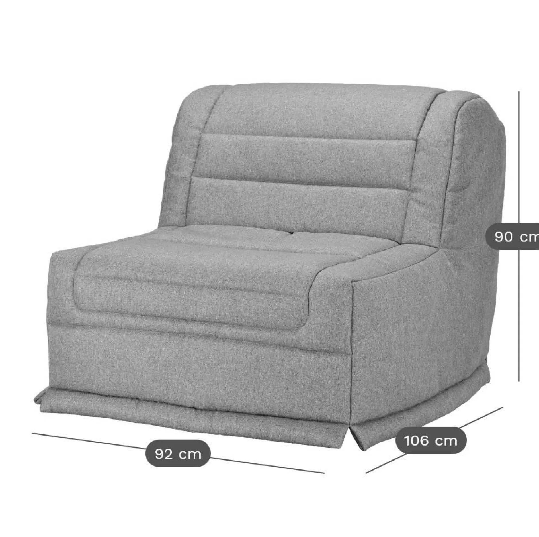 Bz>Camif Chauffeuse BZ tissu matelas 12 cm Grace - Gris Foncé