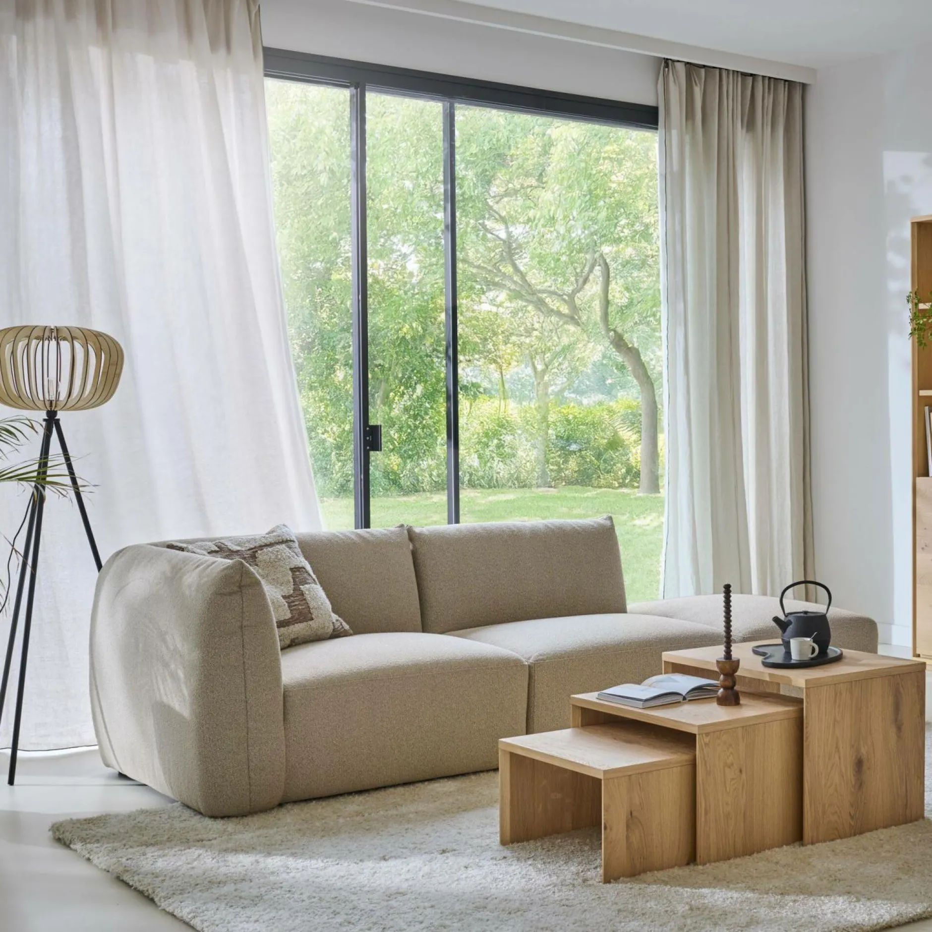 Canapés Modulables>Camif Chauffeuse pour canapé modulable tissu Pixel - Naturel