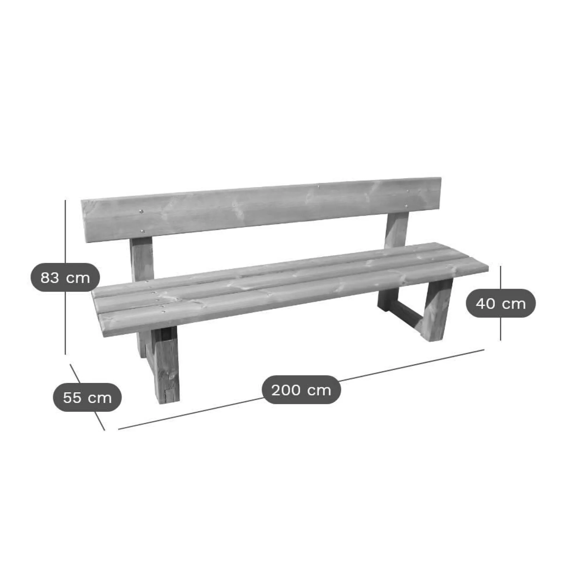 Bancs De Jardin>Camif C.I.H.B. Banc avec Dossier 200 cm Classique en en Bois Autoclave