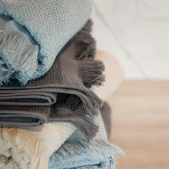 Serviettes De Bain></noscript>Camif CLARYSSE Serviette de toilette lin Lise - - Serviette de toilette 50 x 100 cm Anthracite