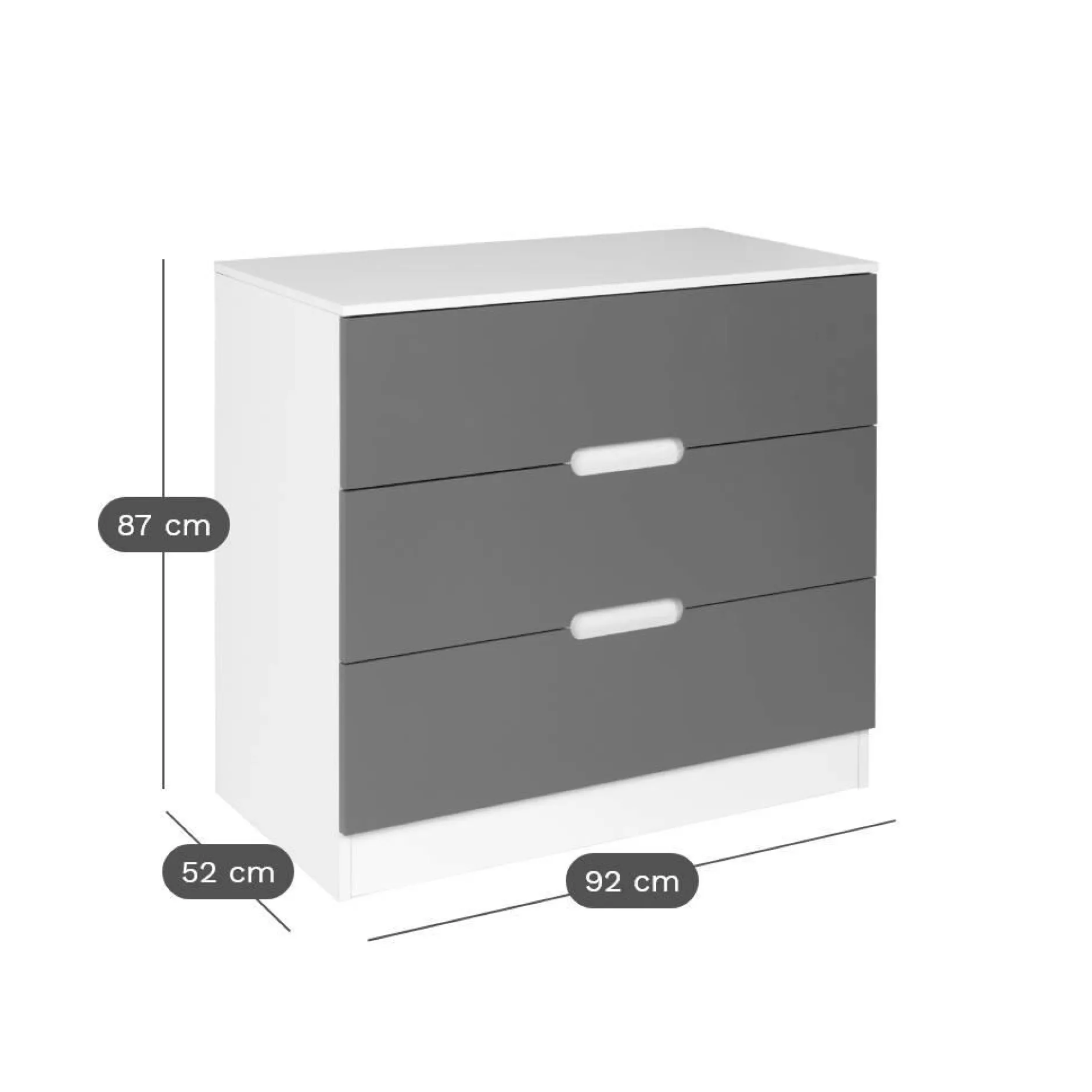 Chambres Enfant|Chambres Enfant>Camif Commode 3 tiroirs Séraphin - Blanc/Bleu Nuit