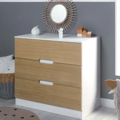 Chambres Enfant|Chambres Enfant>Camif Commode 3 tiroirs Séraphin - Blanc/Bois