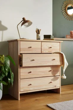 Chambres Enfant|Chambres Enfant>Camif Commode bois massif 5 tiroirs Iris - - Poignées Bois Brut