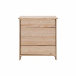 Chambres Enfant|Chambres Enfant></noscript>Camif Commode bois massif 5 tiroirs Iris - - Poignées Bois Brut