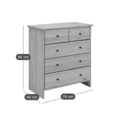 Chambres Enfant|Chambres Enfant></noscript>Camif Commode bois massif 5 tiroirs Iris - - Poignées Bois Brut