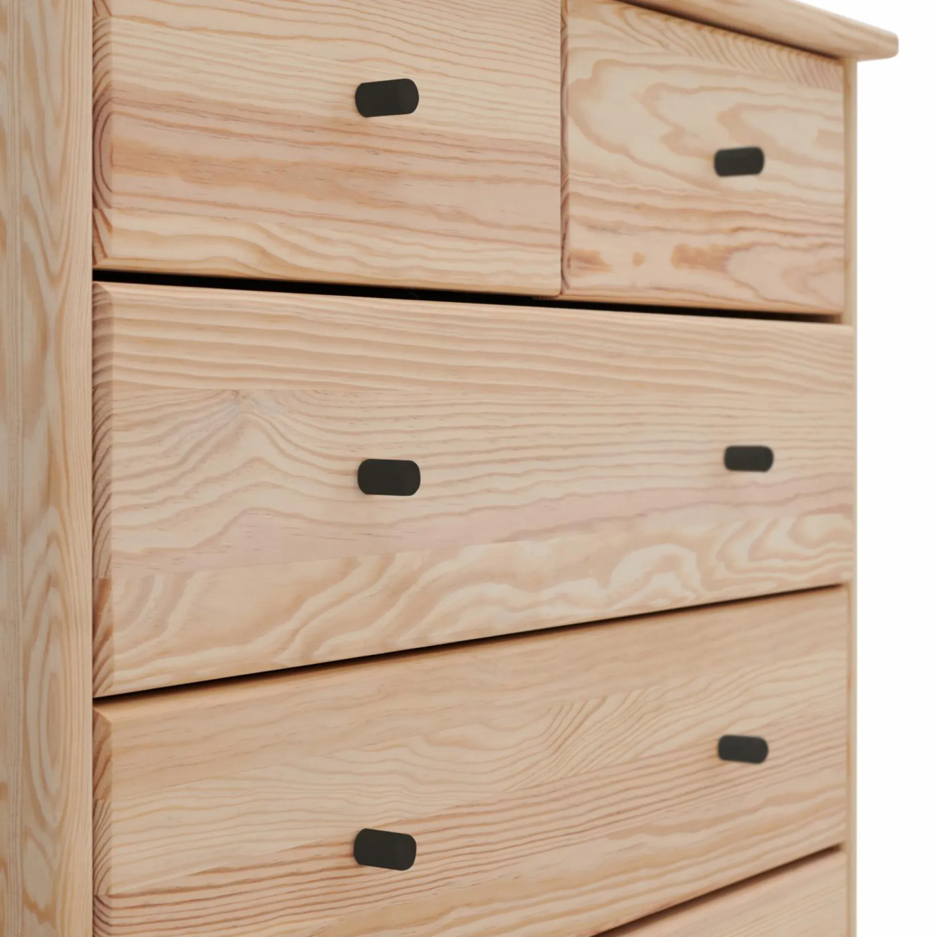 Chambres Enfant|Chambres Enfant>Camif Commode bois massif 5 tiroirs Iris - - Poignées Noir Brut