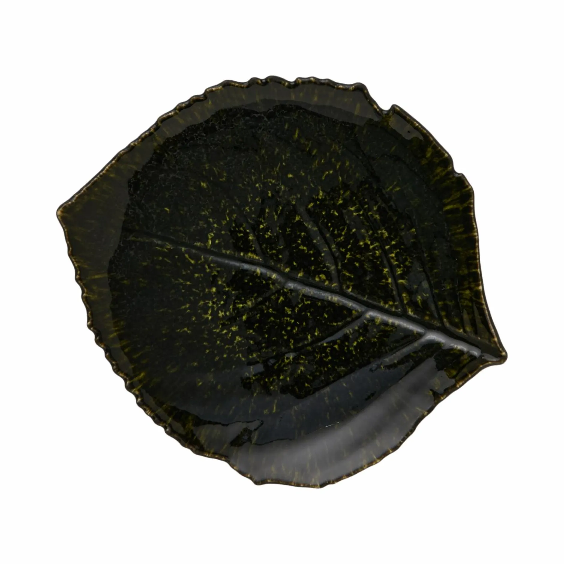 Assiettes|Assiettes>Camif COSTA NOVA Assiette grès feuille Hortensia Riviera Foret