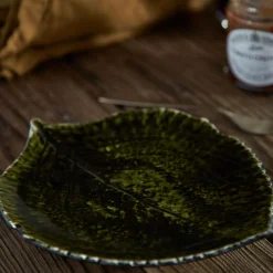 Assiettes|Assiettes>Camif COSTA NOVA Assiette grès feuille Hortensia Riviera Foret