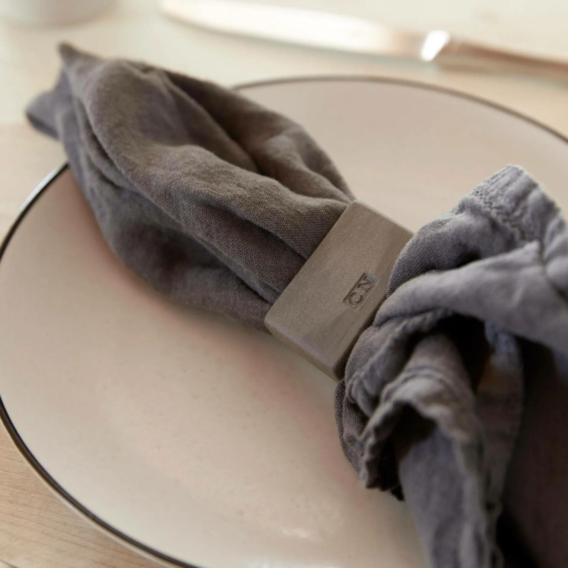 Décoration De Table>Camif COSTA NOVA Set de 4 Ronds de serviette rectangulaire Accessories - Marron et Blanc