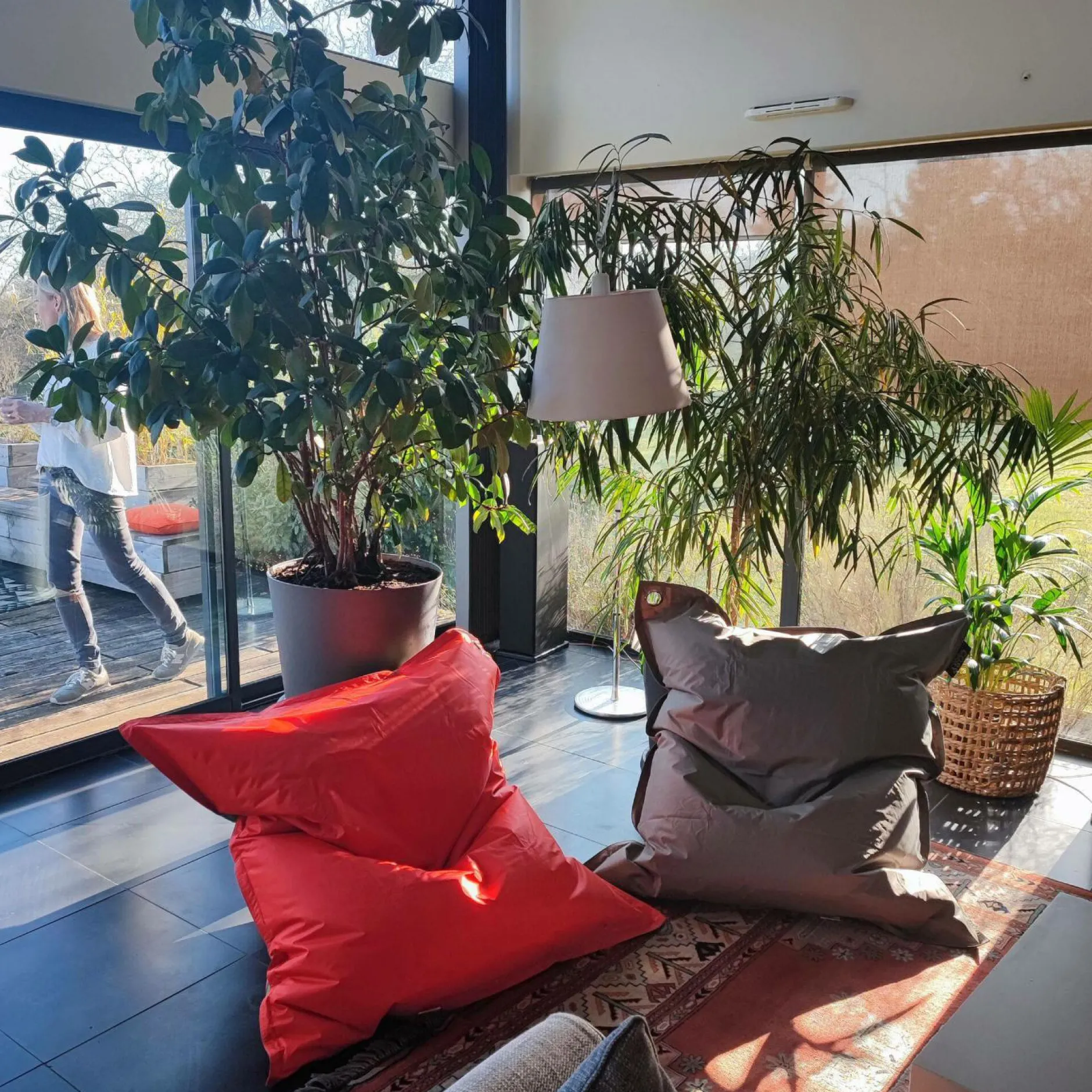 Poufs, Poires Et Coussins De Sol|Poufs, Poires Et Coussins De Sol>Camif COTTON WOOD Pouf de sol rectangulaire 110 x 130 cm IN&OUT - Gris Anthracite