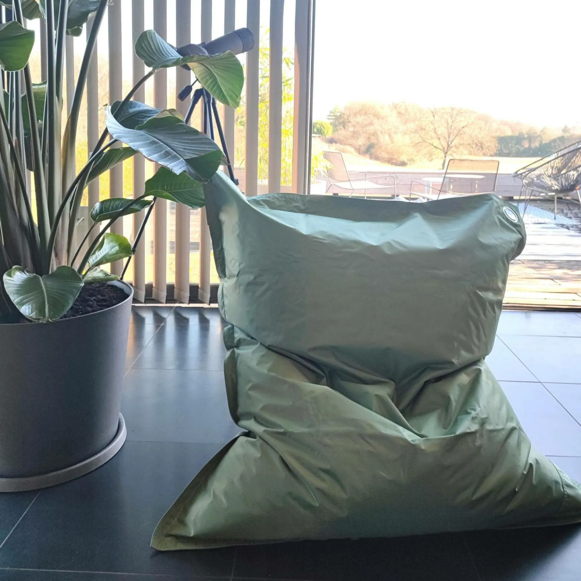 Poufs, Poires Et Coussins De Sol|Poufs, Poires Et Coussins De Sol>Camif COTTON WOOD Pouf de sol rectangulaire 110 x 130 cm IN&OUT - Vert sauge