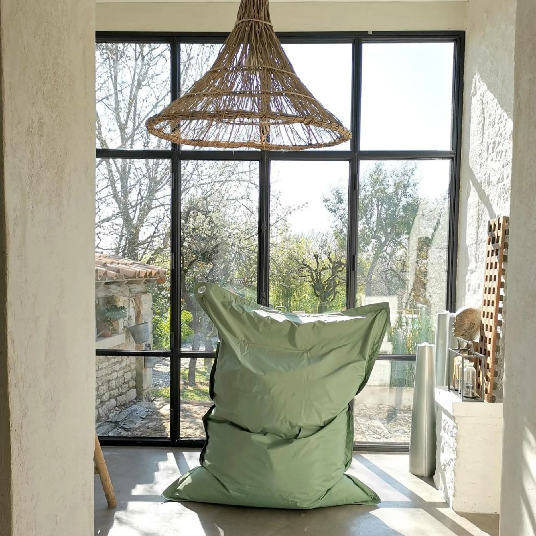 Poufs, Poires Et Coussins De Sol|Poufs, Poires Et Coussins De Sol>Camif COTTON WOOD Pouf de sol rectangulaire 110 x 130 cm IN&OUT - Vert sauge