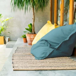 Coussins Palettes Et Poufs|Poufs, Poires Et Coussins De Sol>Camif COTTON WOOD Pouf de sol rectangulaire 110 x 130 cm IN&OUT - Bleu Minéral